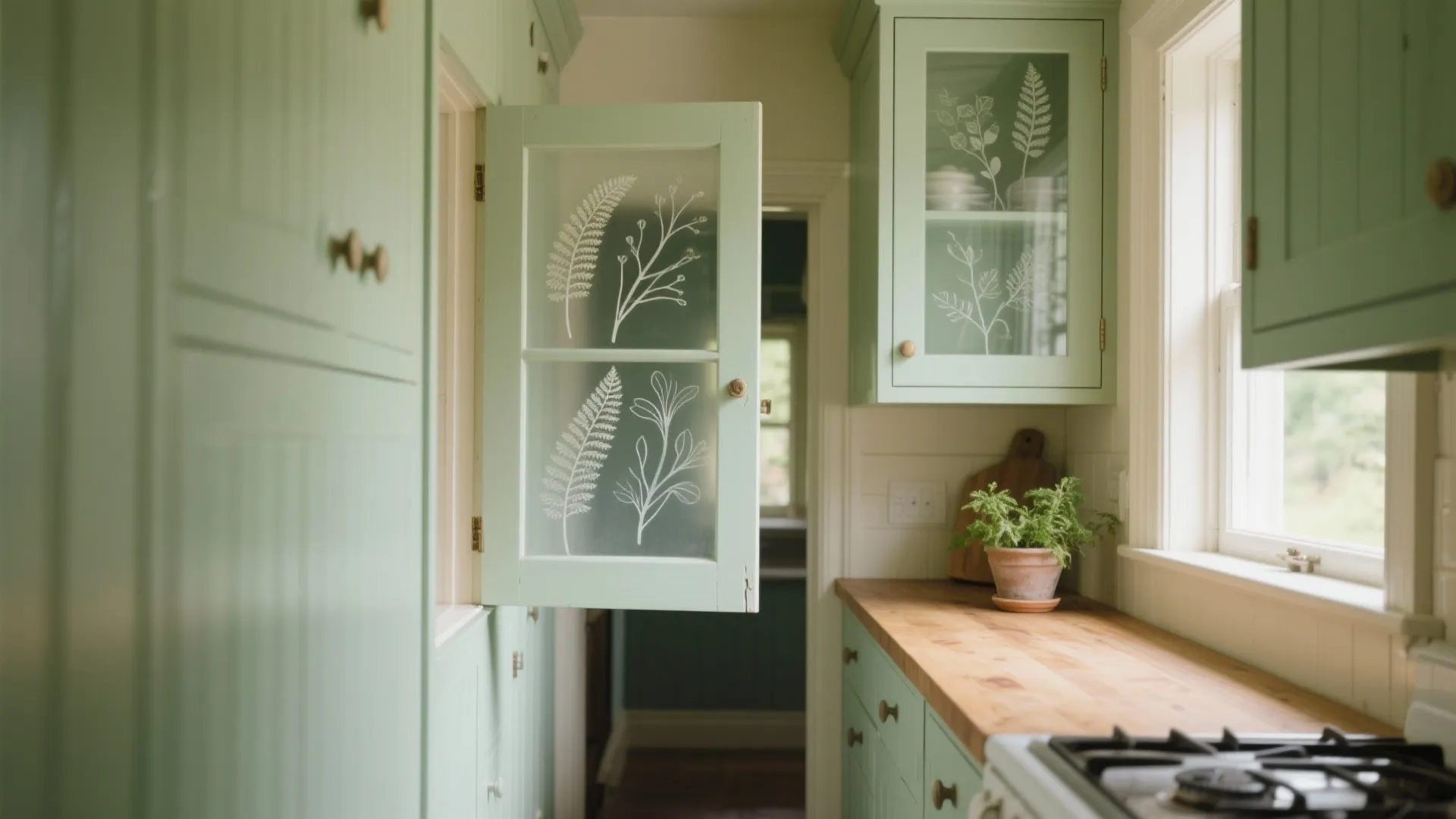 2. Botanical etched panels for a soft, natural vibe