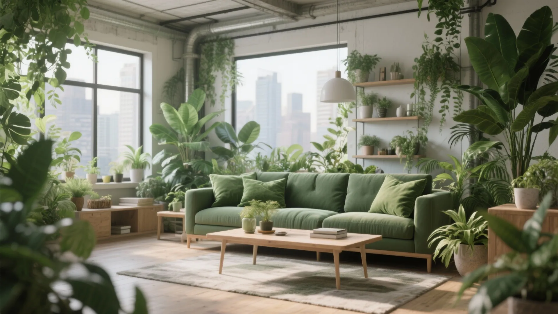 2. Botanical theme with layered greens