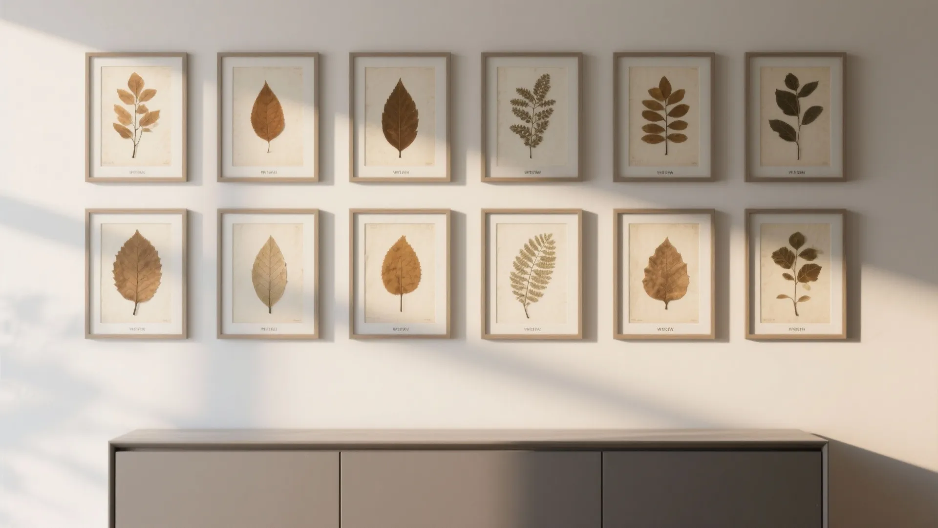 3. Botanical pressings in grid frames