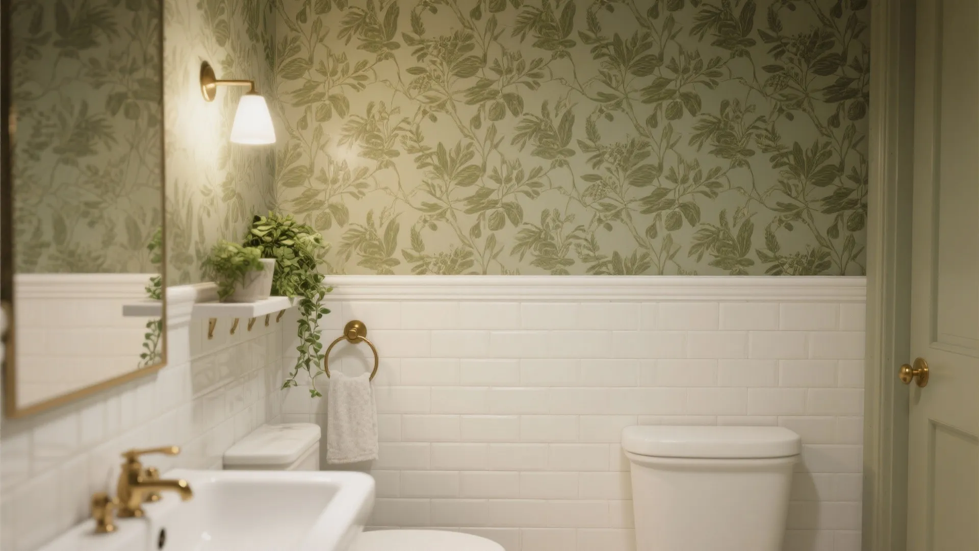 4. Botanical Wallpaper on Half Wall