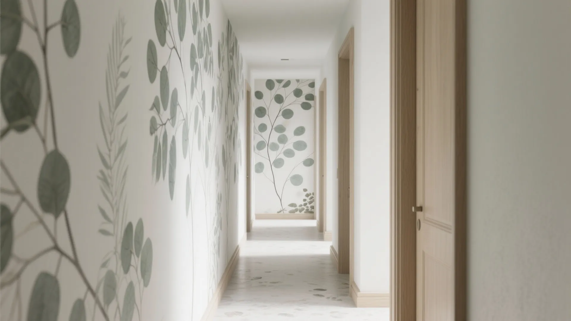 Muted Botanical Murals for Biophilic Calm