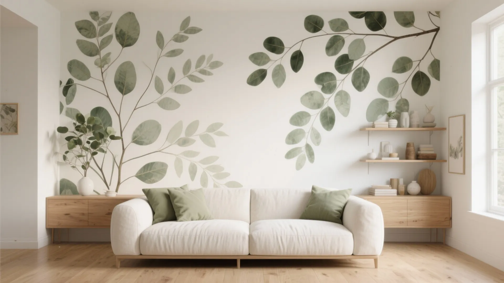 Oversized Botanical Murals with Airy Negative Space
