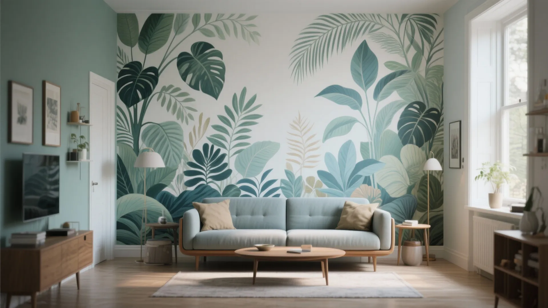 2. Large-Scale Botanical Prints to Expand a Small Room