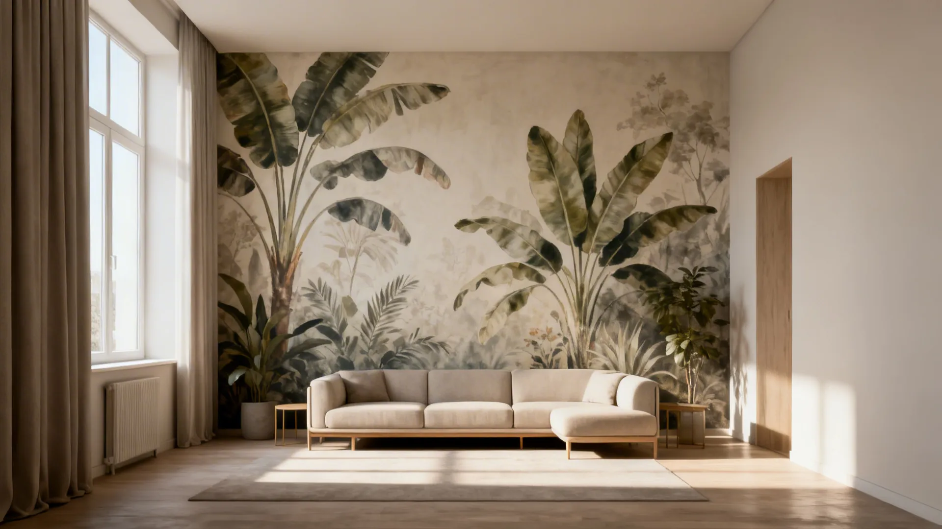 3. Large-scale wallpaper or mural to add depth