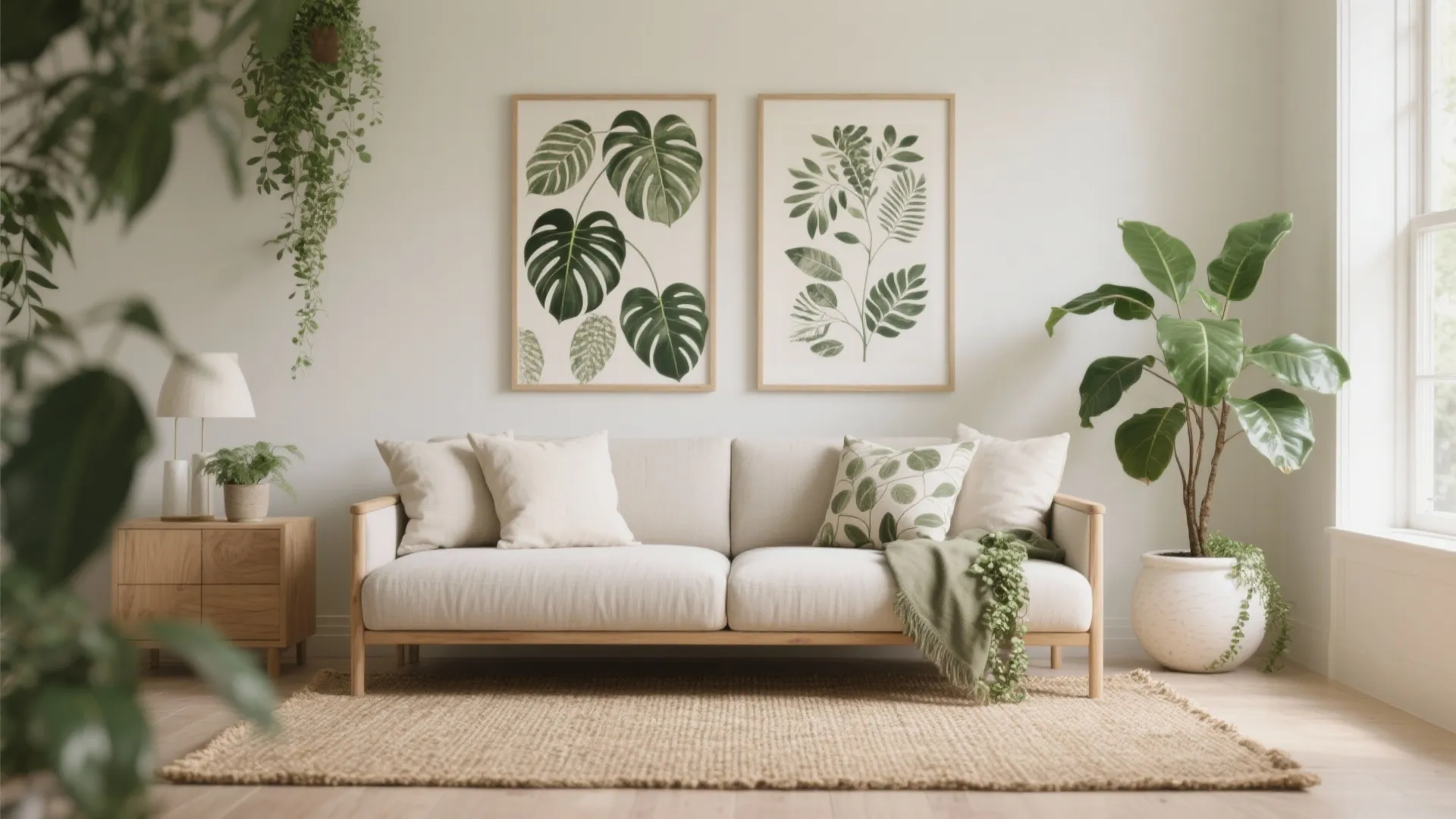 4) Botanical Patterns + Natural Fibers