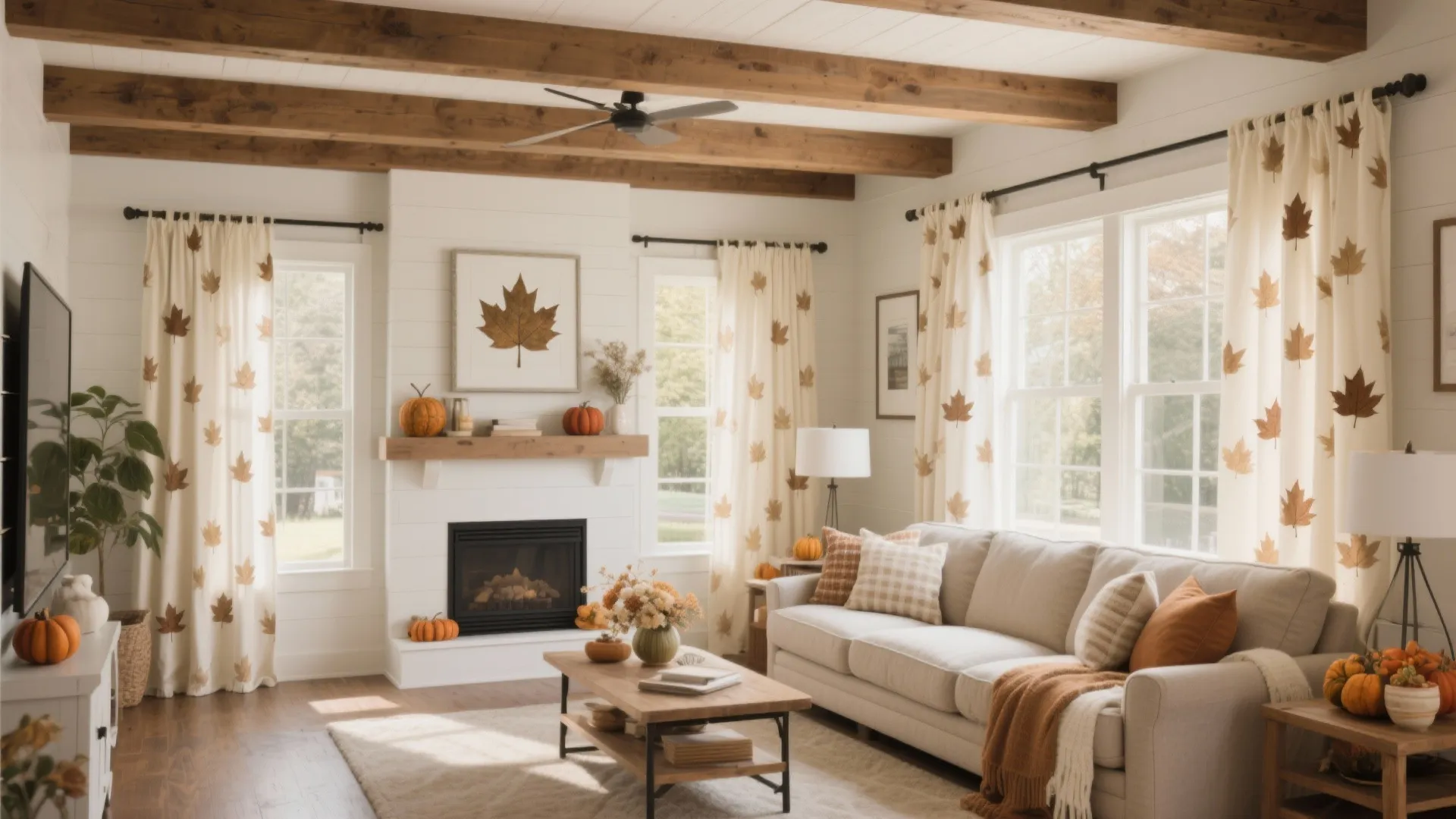 5. Botanical Print Curtains