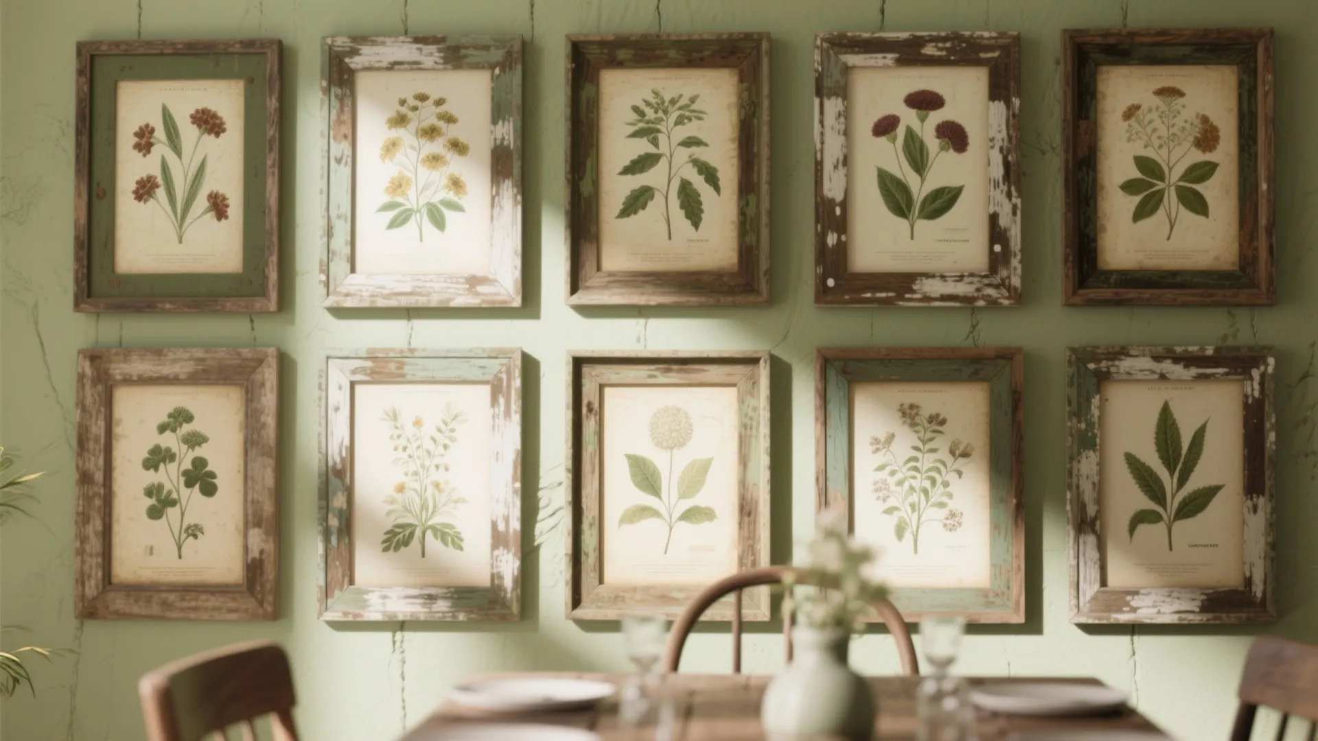 7. Botanical Prints in Distressed Frames