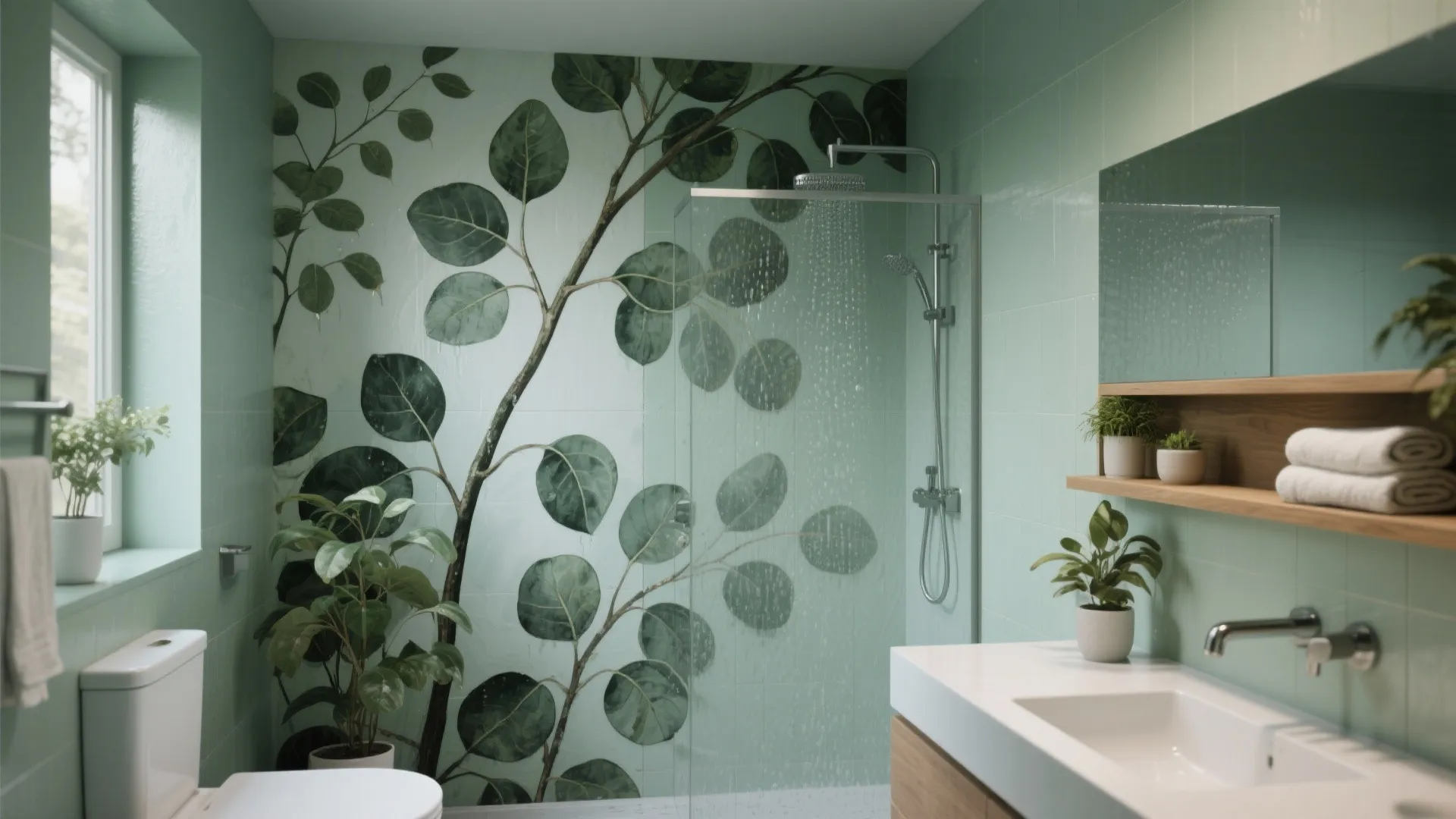 1. Soft Botanical Mural for a Spa Vibe