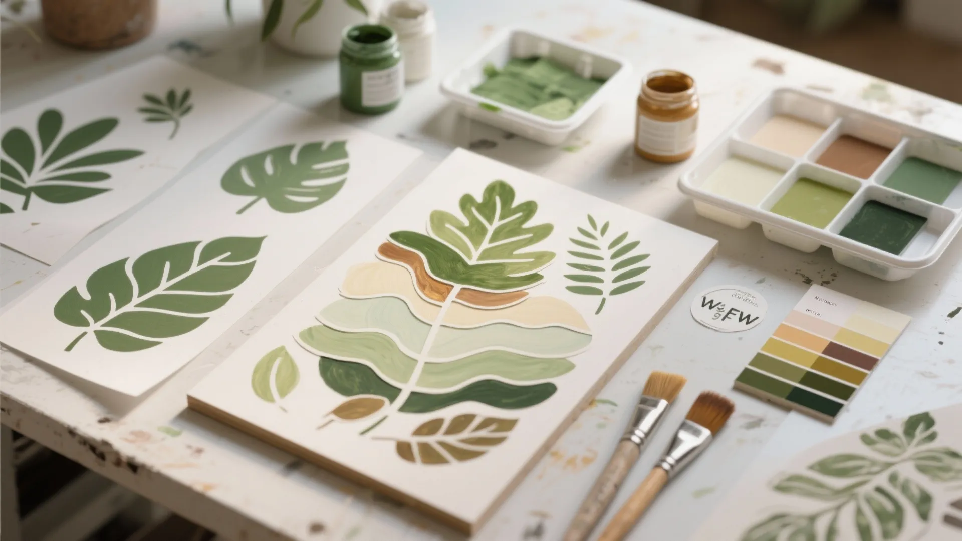 3. Botanical Murals with Stencils