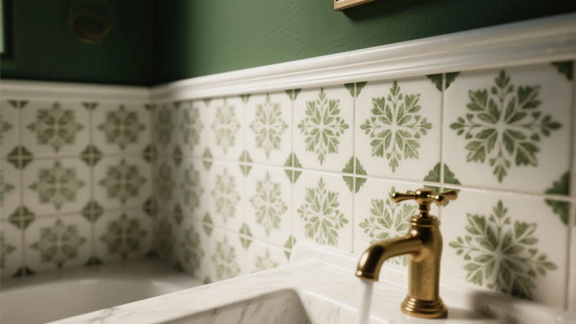 5. Botanical Tile and Trim Contrast