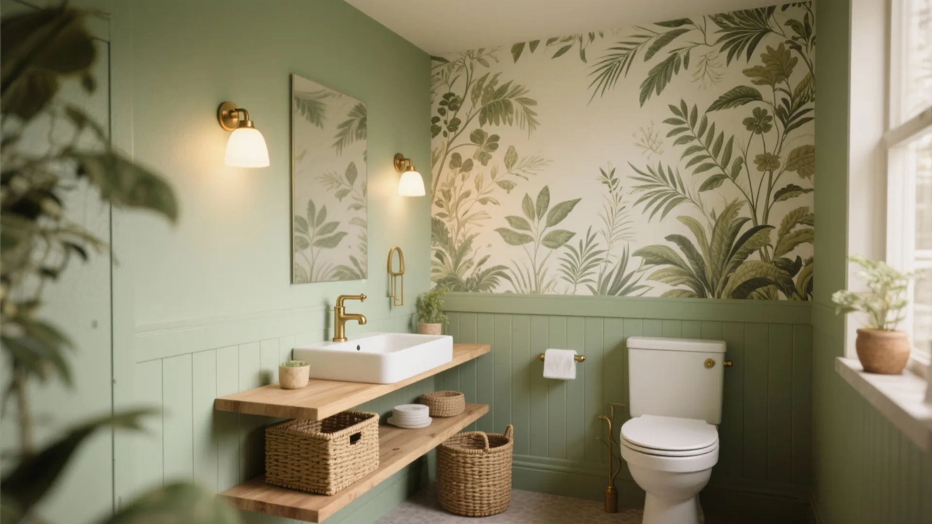 3. Botanical Accent Wall and Natural Textures