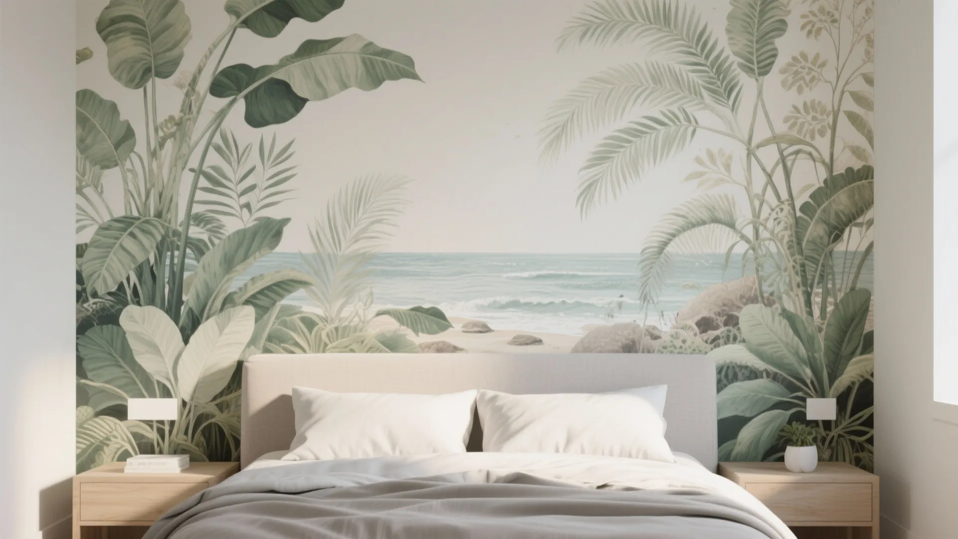 2. Bold Wallpaper with a Calm Palette