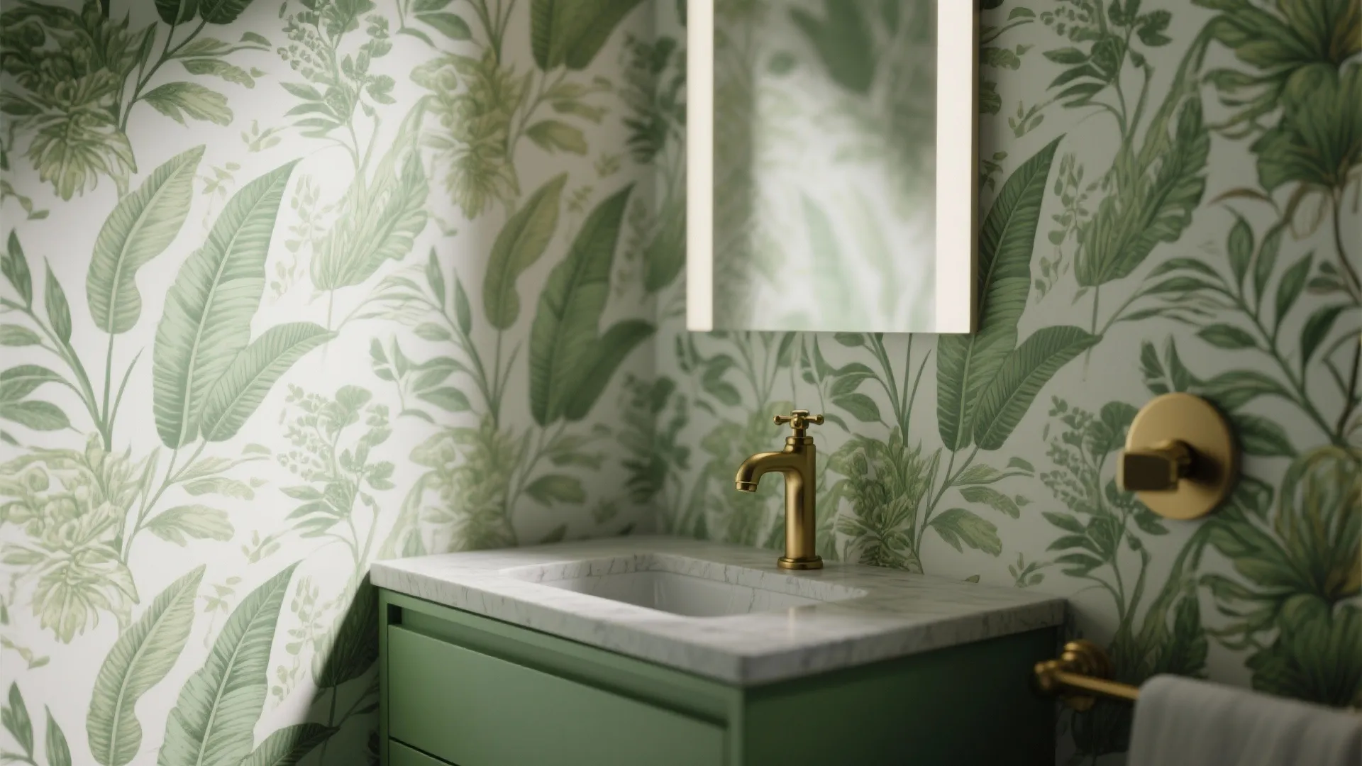 1. Use botanical wallpaper as an accent