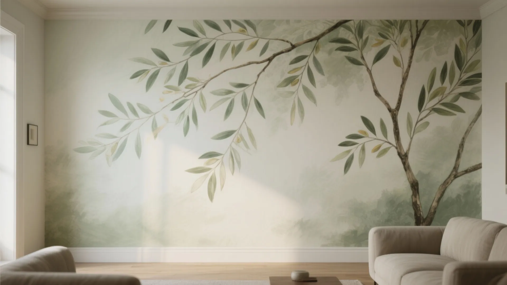 Hand-Painted Botanical Mural