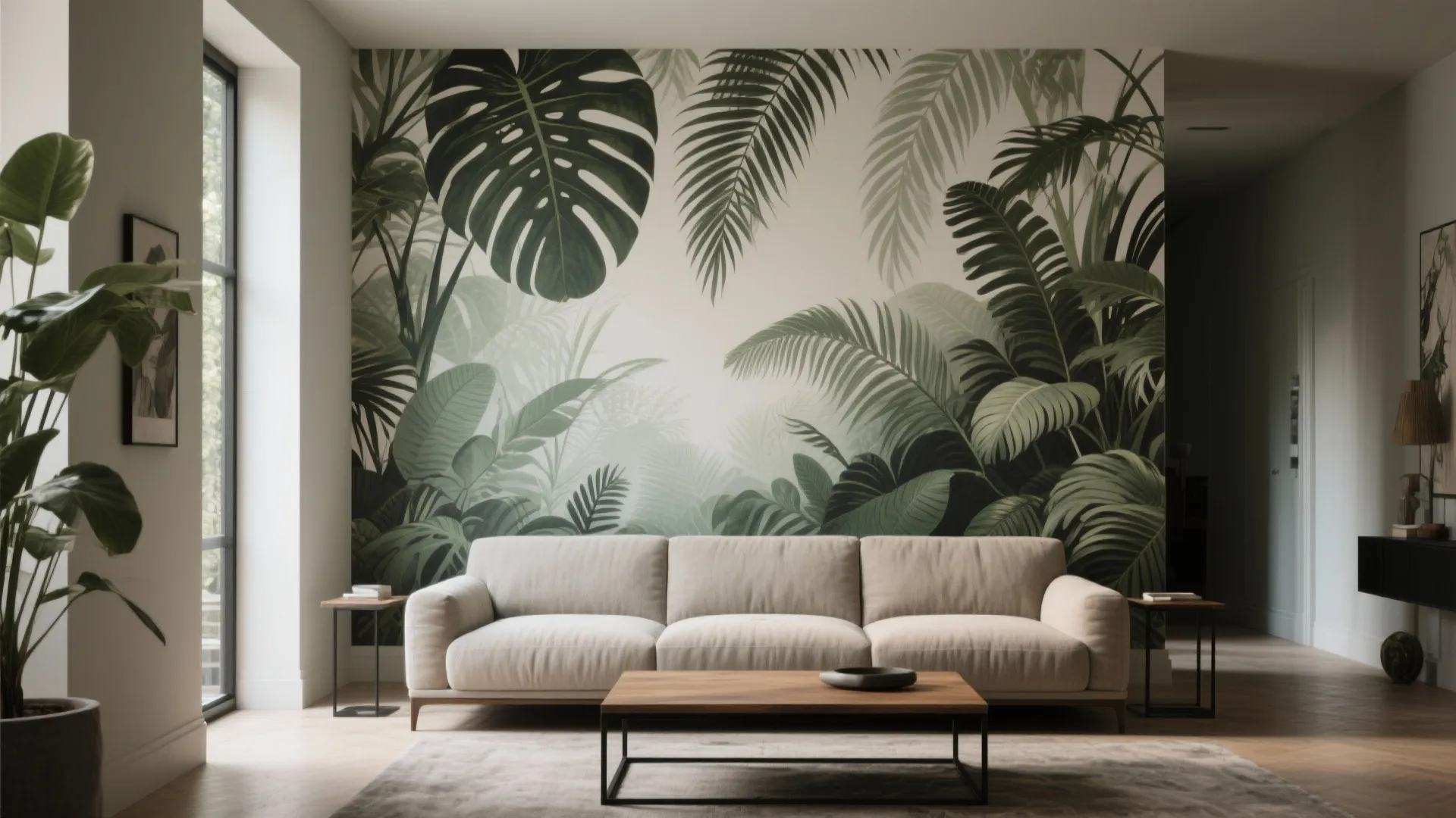 Bold Botanical Murals as a Focal Wall