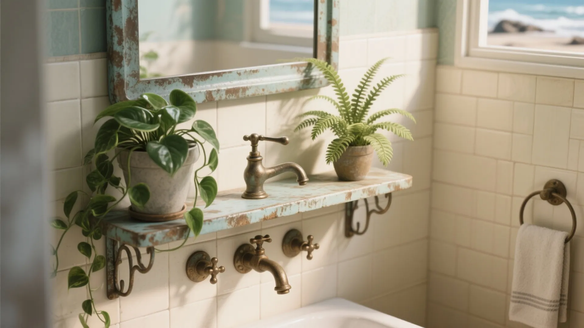 4. Coastal Botanicals and Weathered Metal