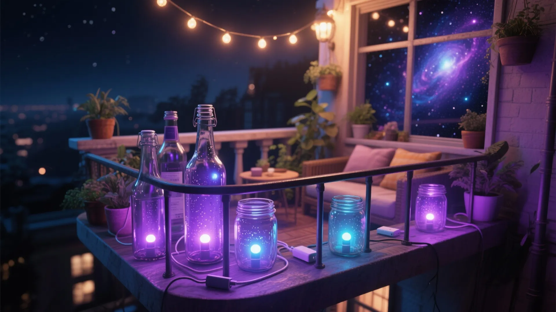DIY Bottle and Jar Black Light Lamps