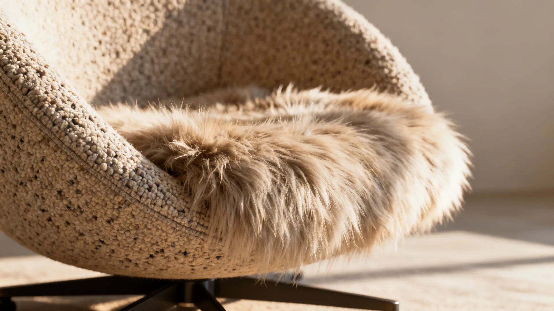 5. Statement Texture: Bouclé or Faux Fur Swivels