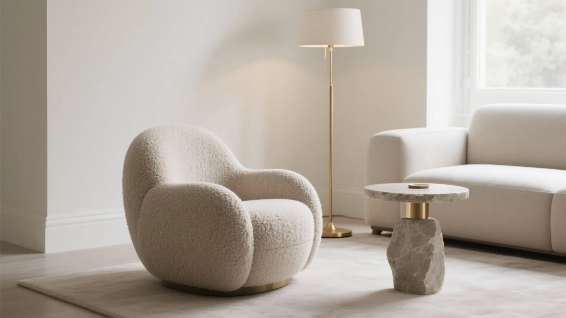 Sculptural Bouclé Lounge Chairs