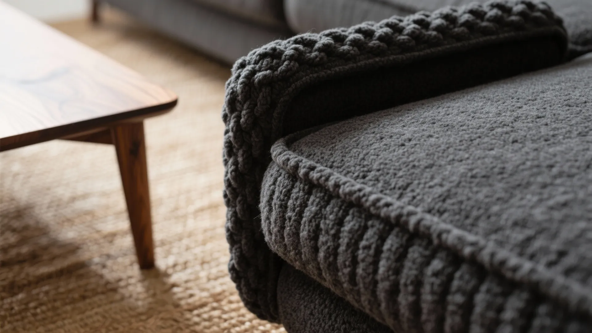 Texture Stacking: Bouclé, Wood, and Woven Accents