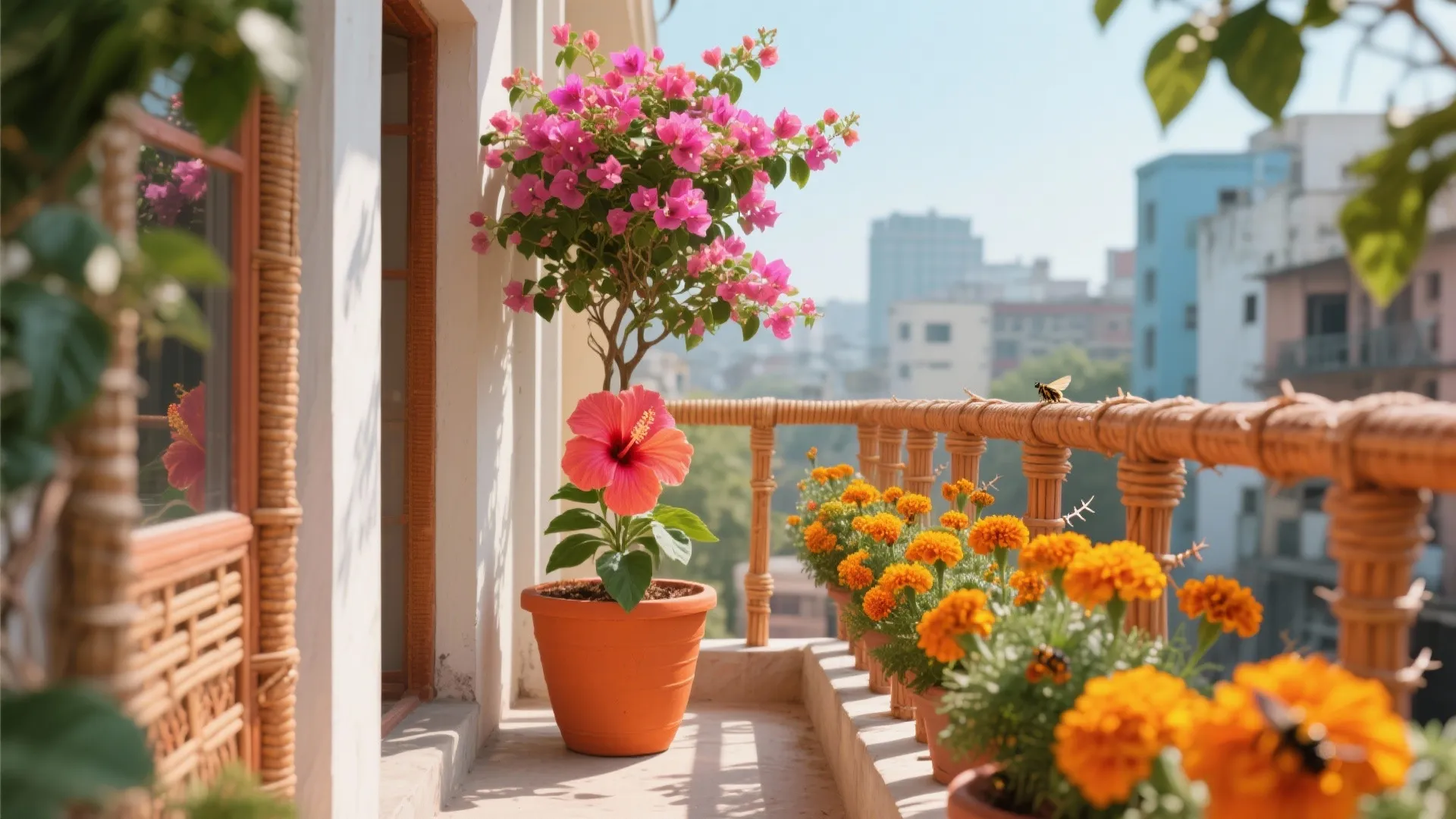 Color and Pollinators: Bougainvillea, Hibiscus, and Marigold