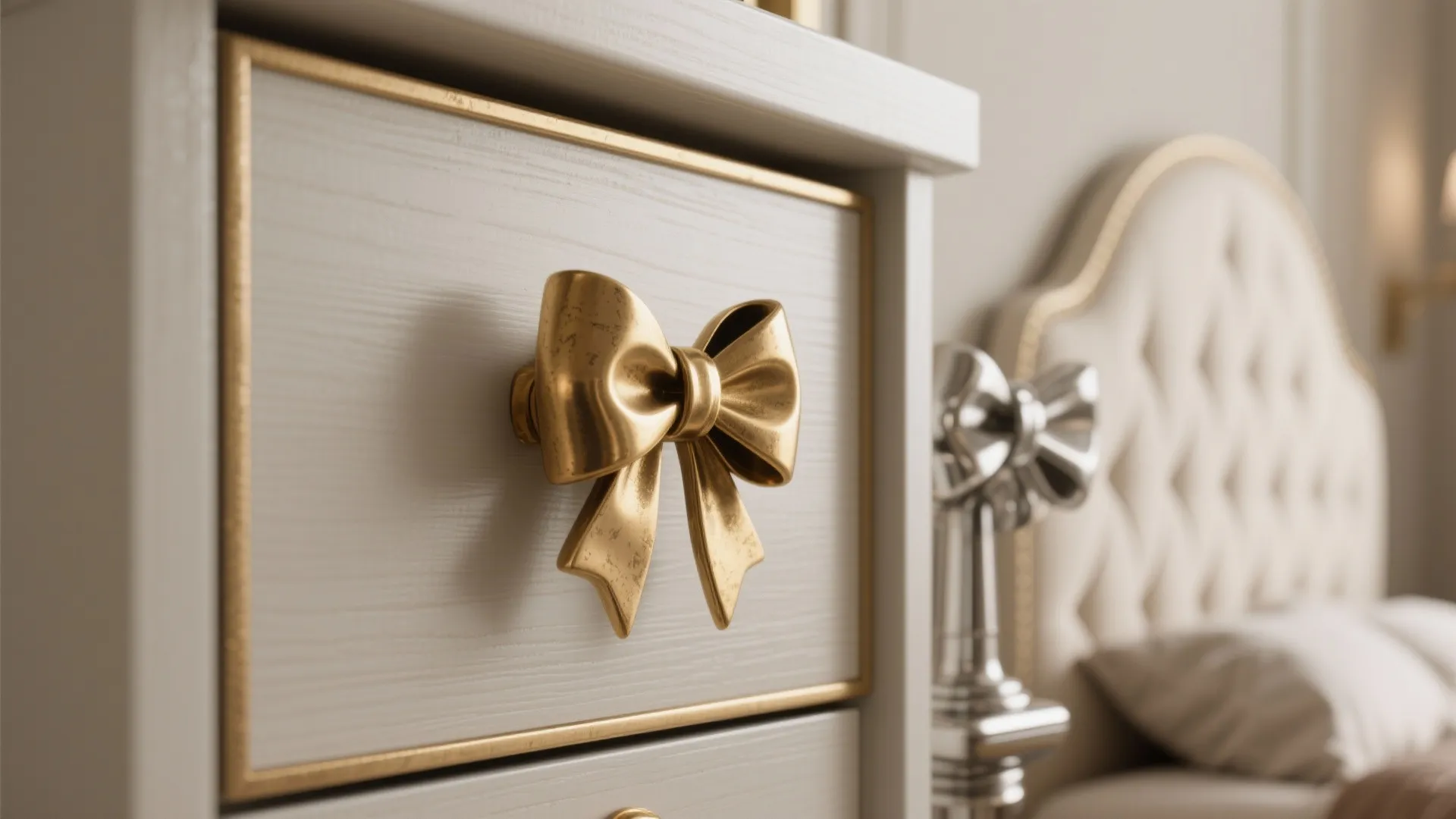 Idea 4: Hardware and Silhouette: Bow Pulls & Curved Headboards