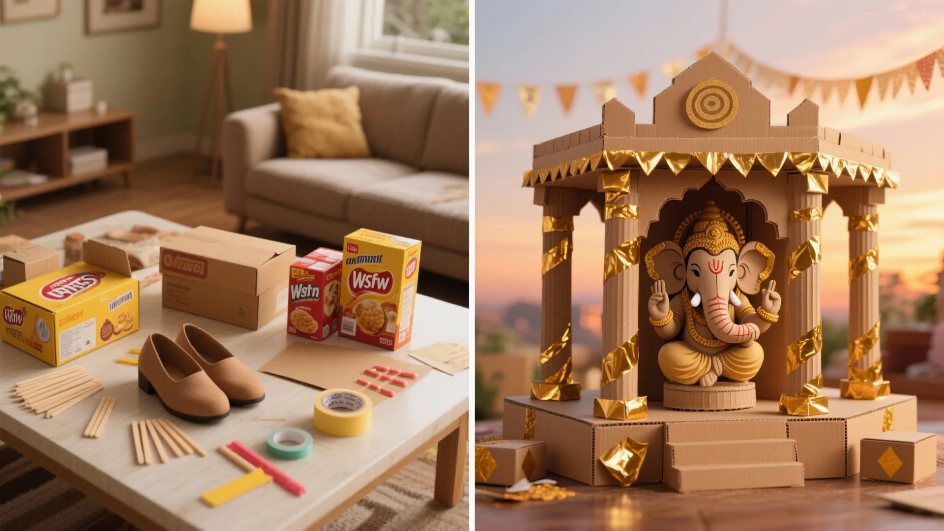 Recycled Cardboard Ganesha Temple