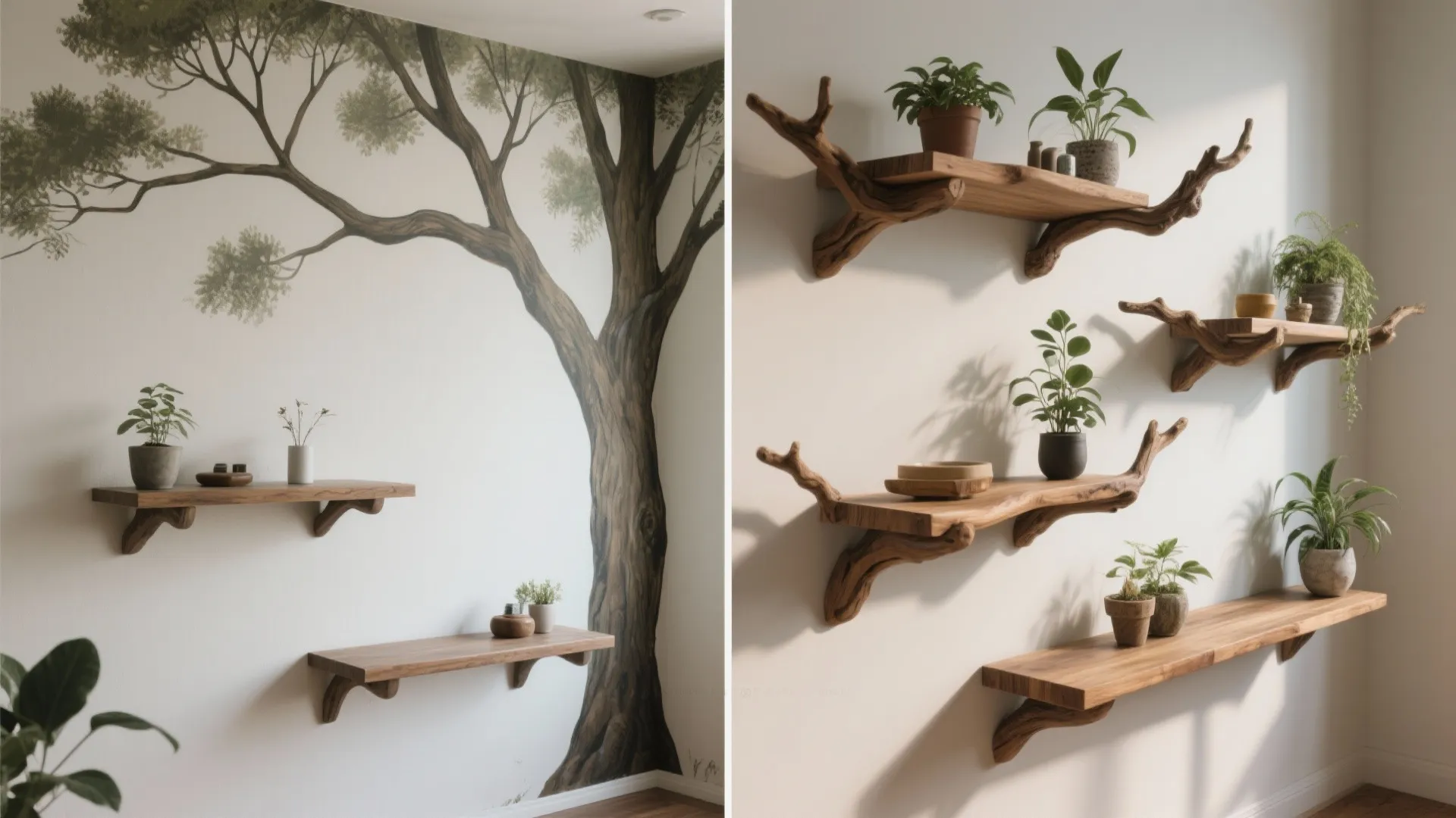 3. Branch Shelves — Painted Storage Illusion
