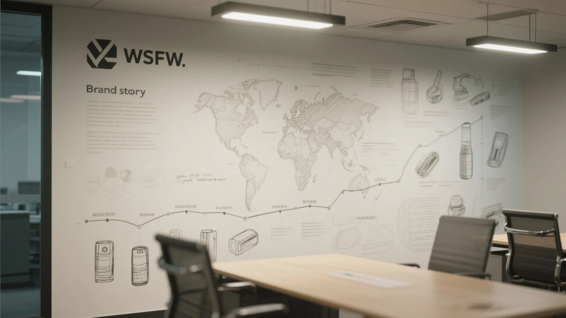 Subtle brand-story mural