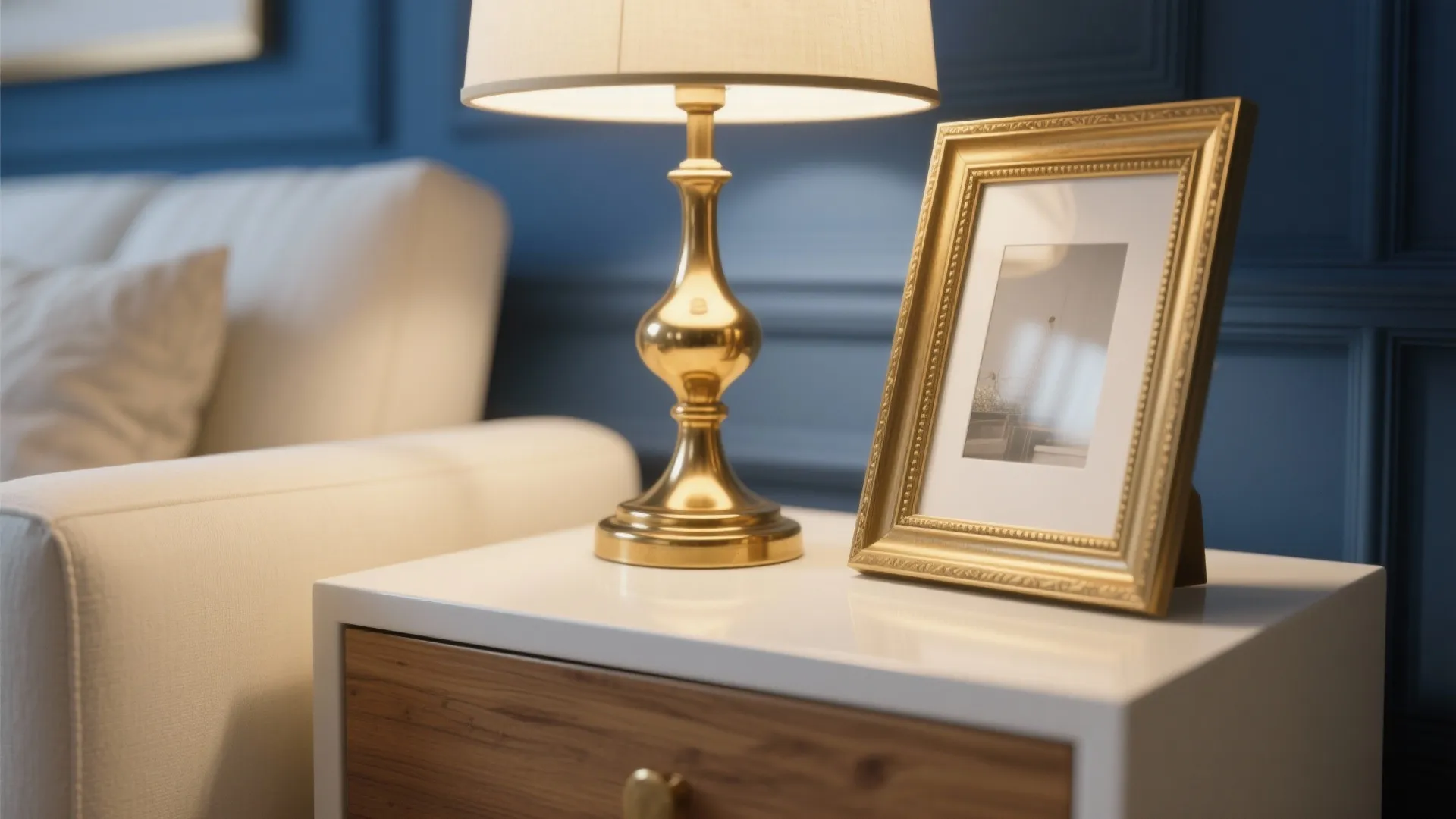 3. Metallic accents warm the palette