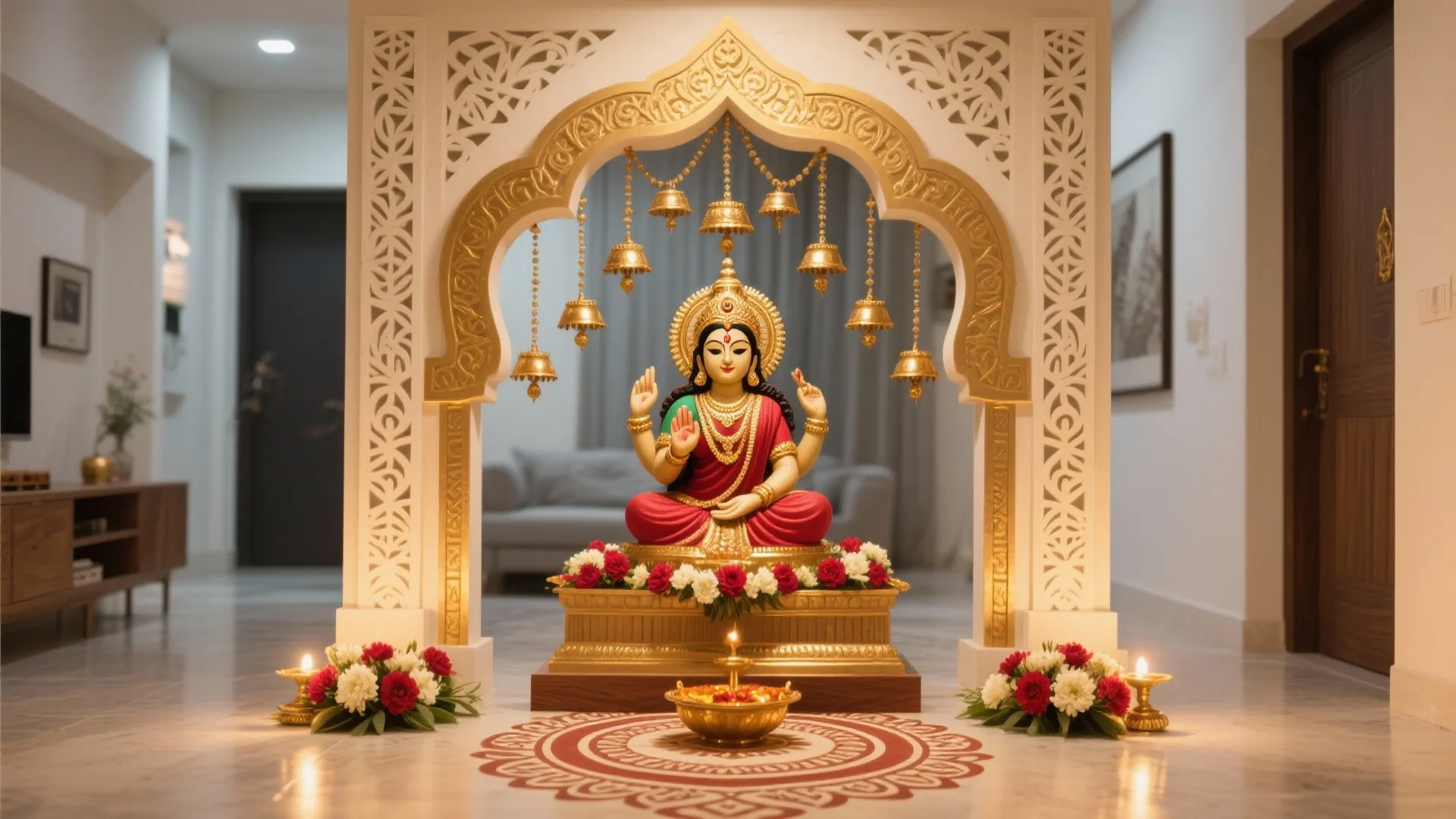 Brass Accents and Temple-Style Arch