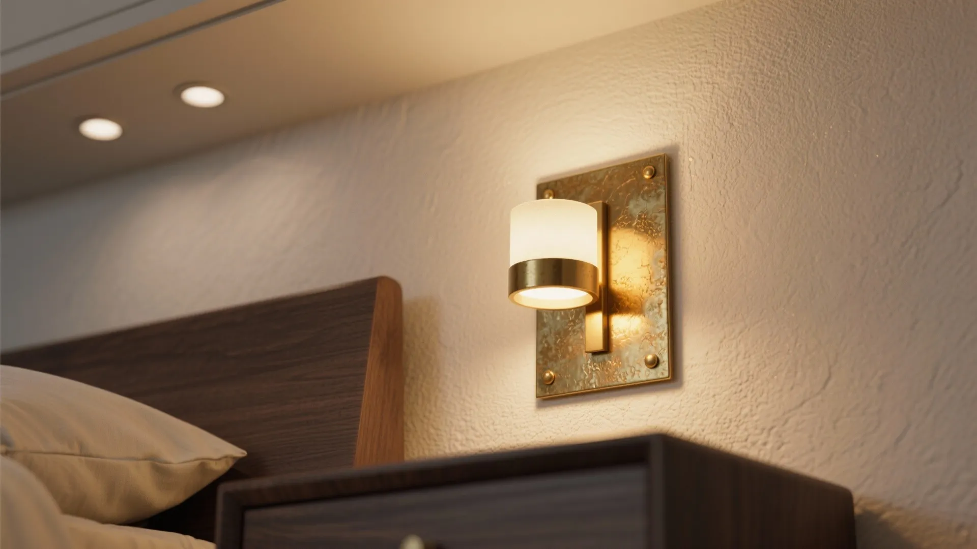 3. Brass backplate sconces for layered lighting