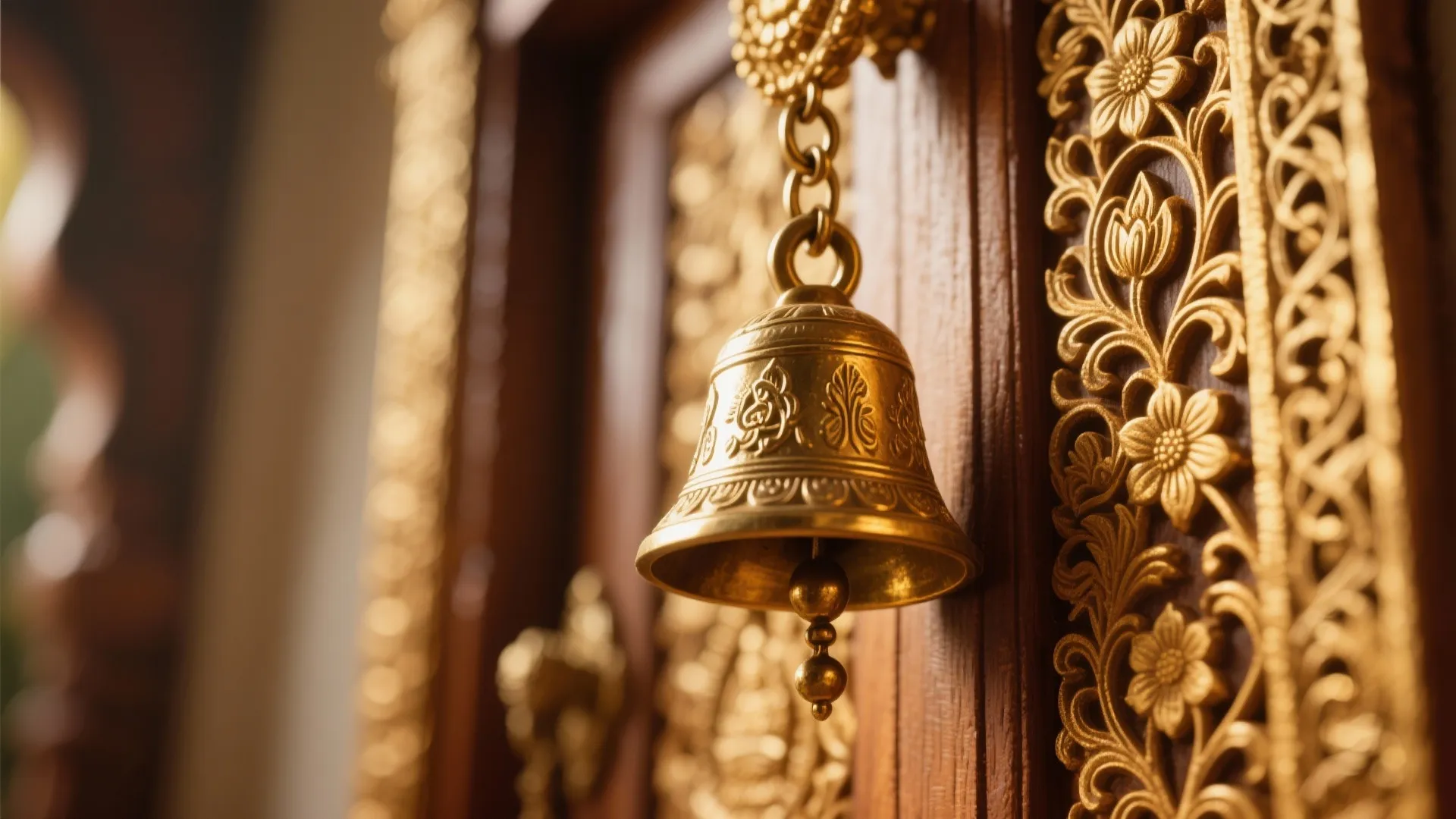 Brass Bells with Intricate Carving