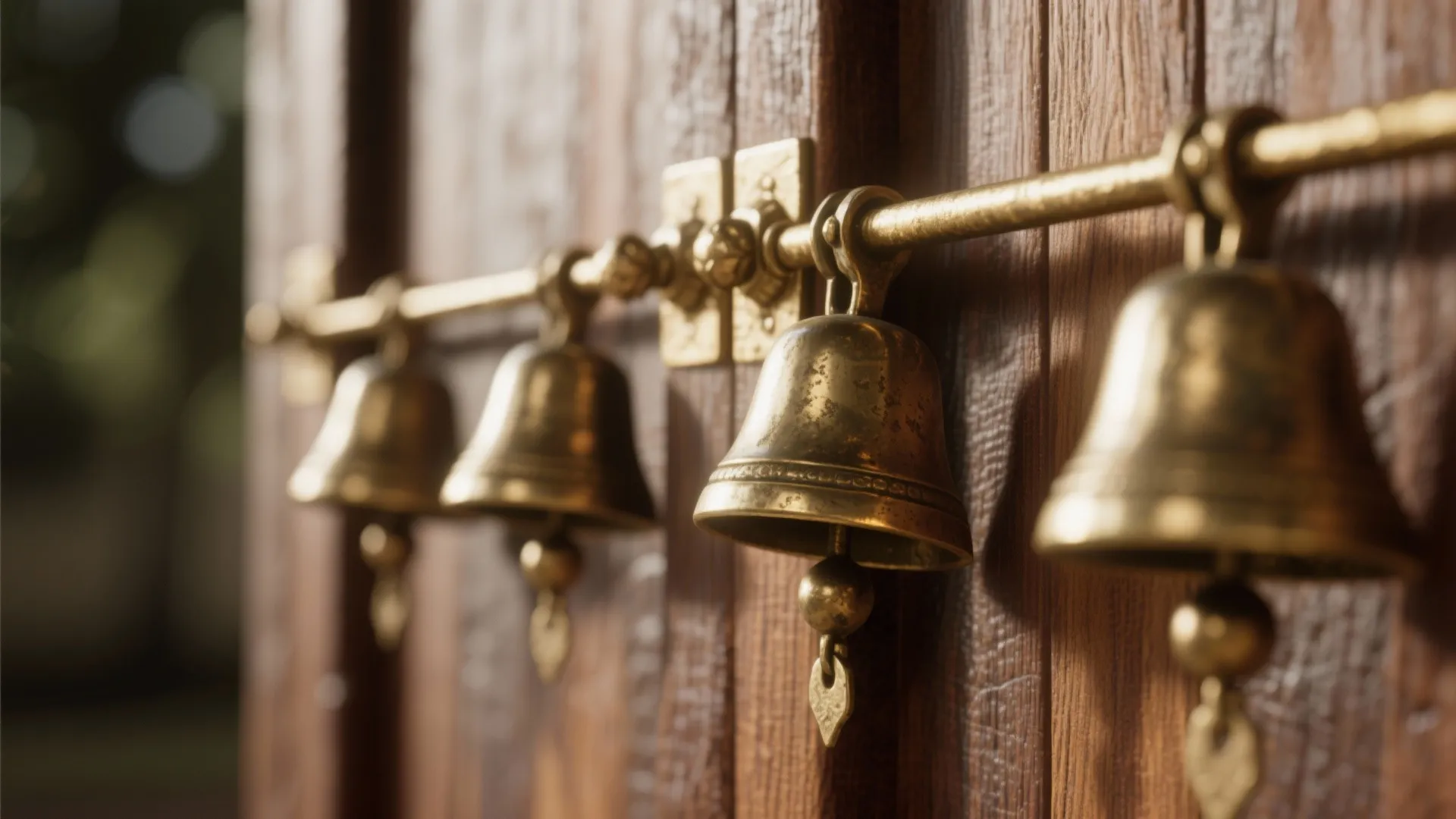 1. Teak & Brass Bell Temple Door