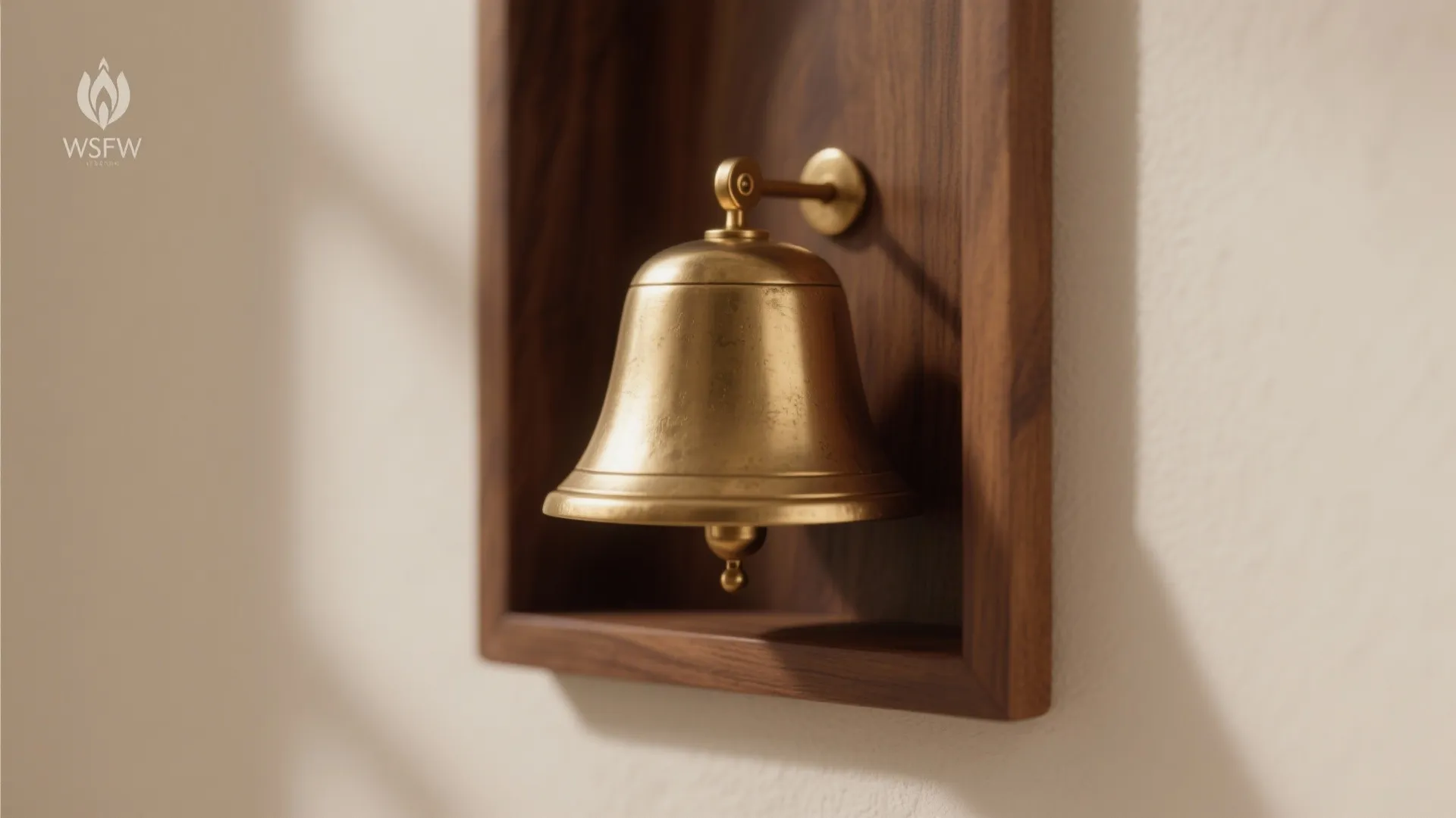 Minimal Brass Bell on a Floating Panel