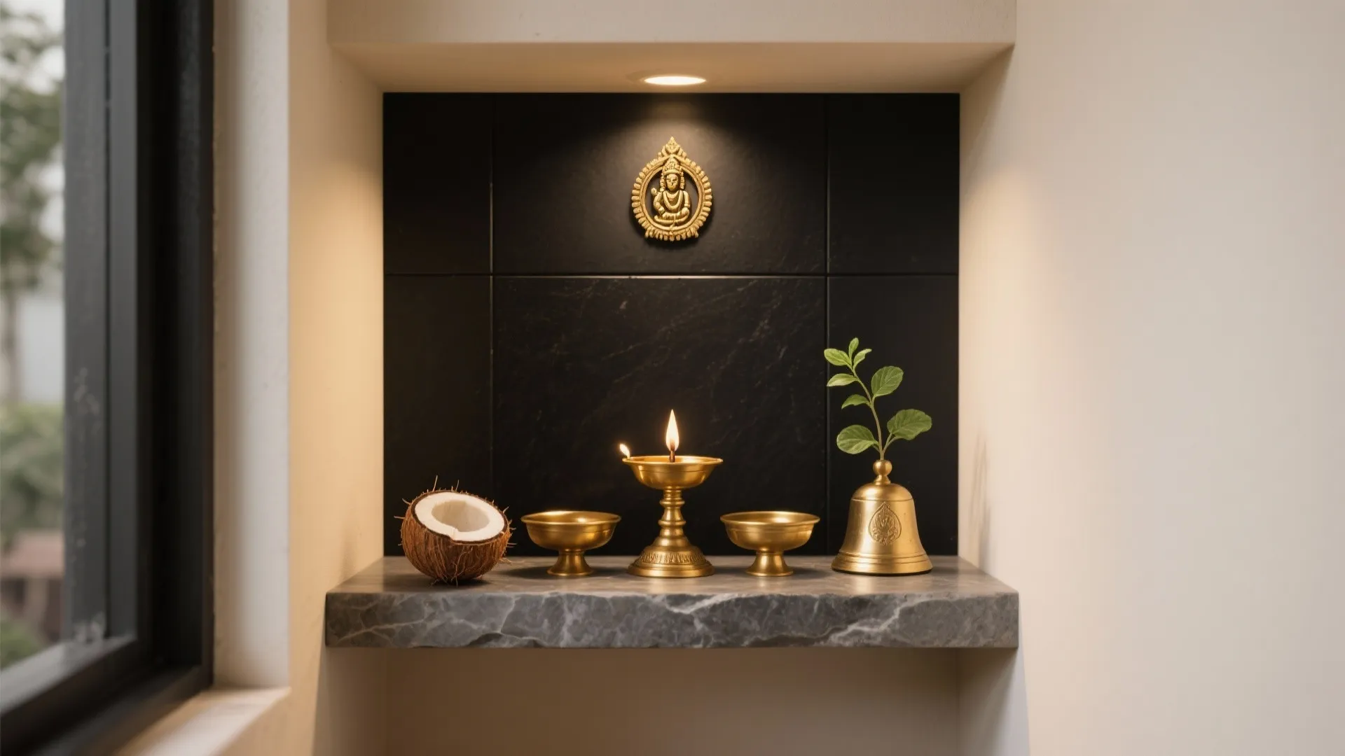 Brass-and-black minimal altar