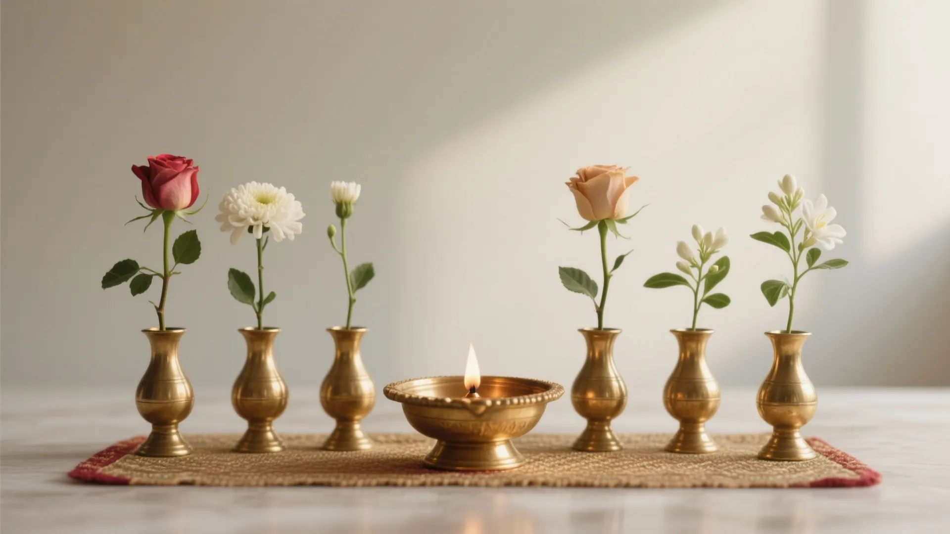Bonus: Brass bud vases in a tight grid