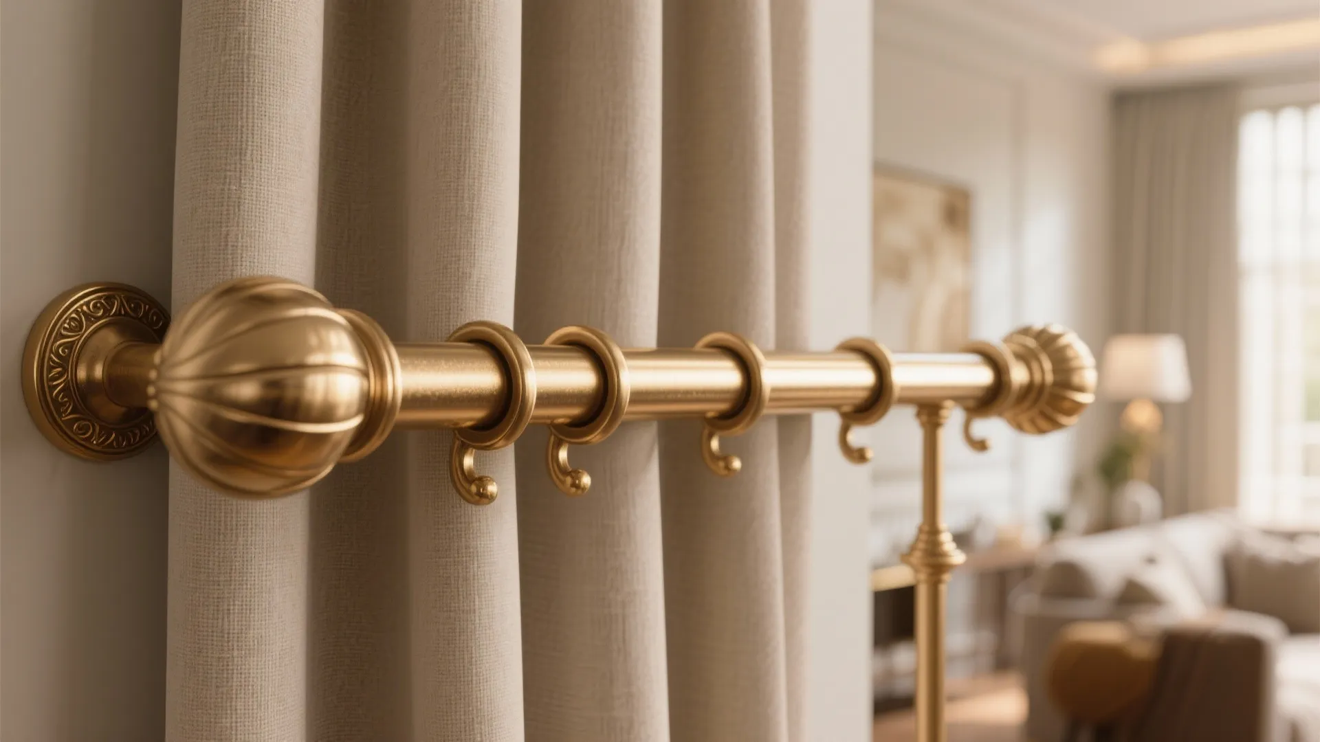 8. Metal or Wooden Curtain Rod Accents