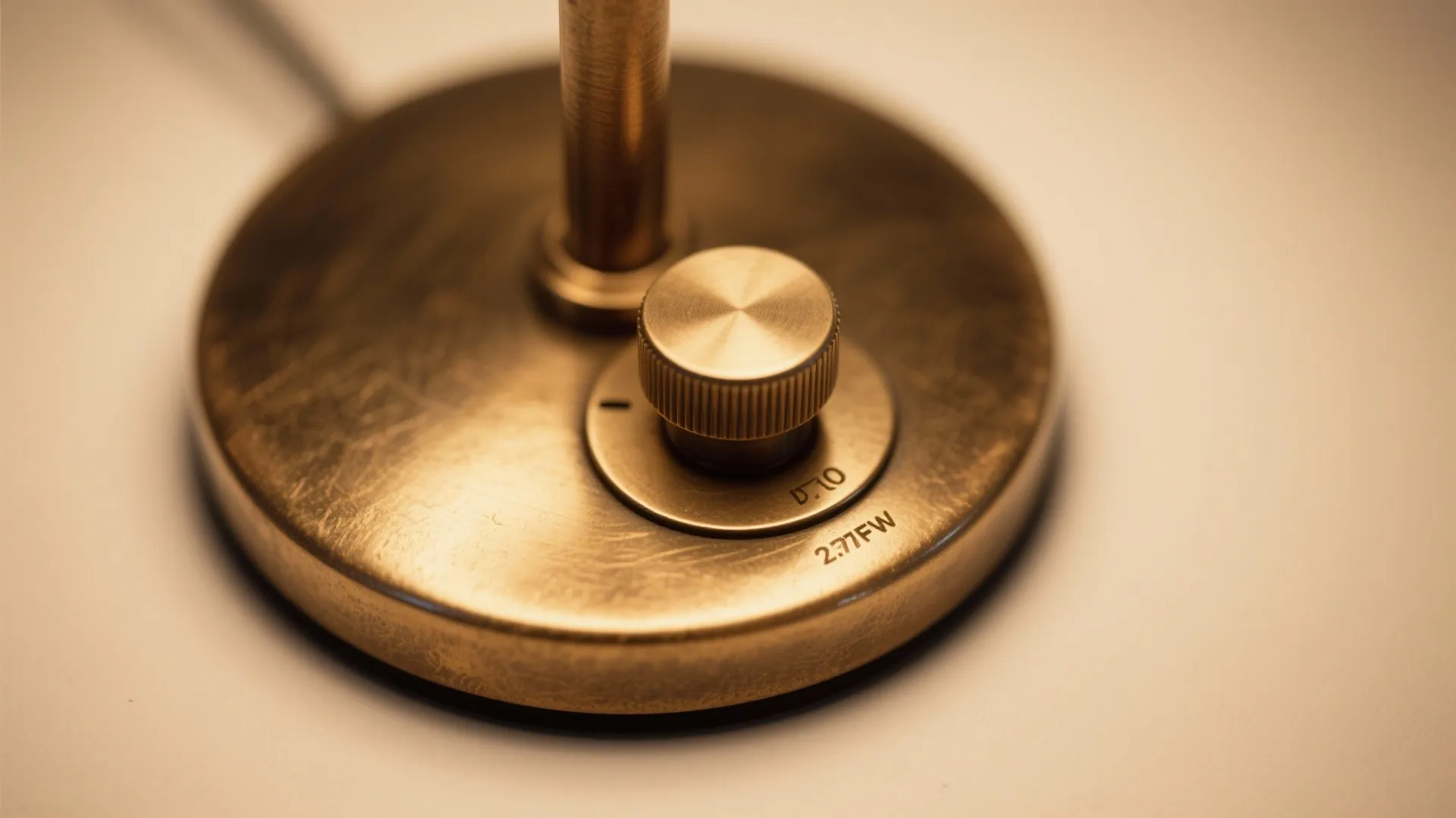 2) Dimmable brass lamp for layered mood lighting