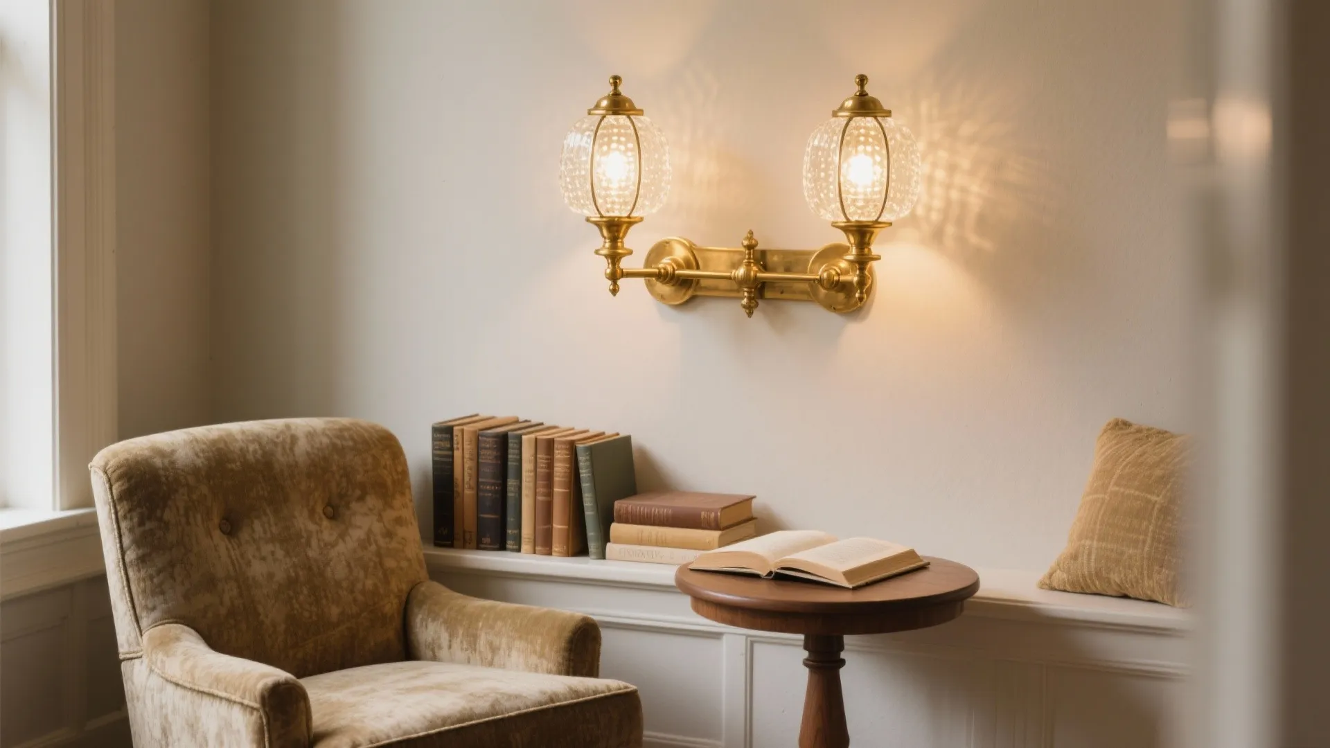 Brass-and-glass heritage wall jhumar