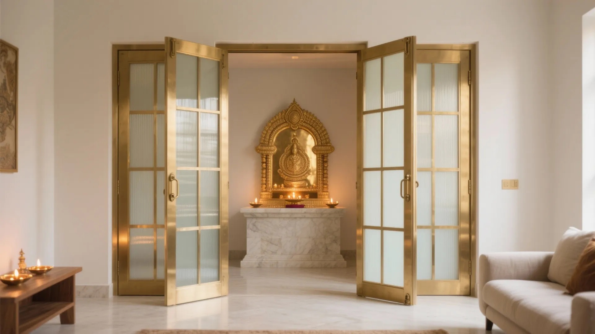 Brass-and-Glass Folding Gate