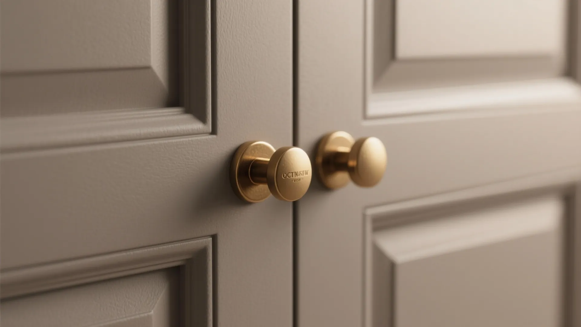 3. Matte Warm Gray with Brass Hardware