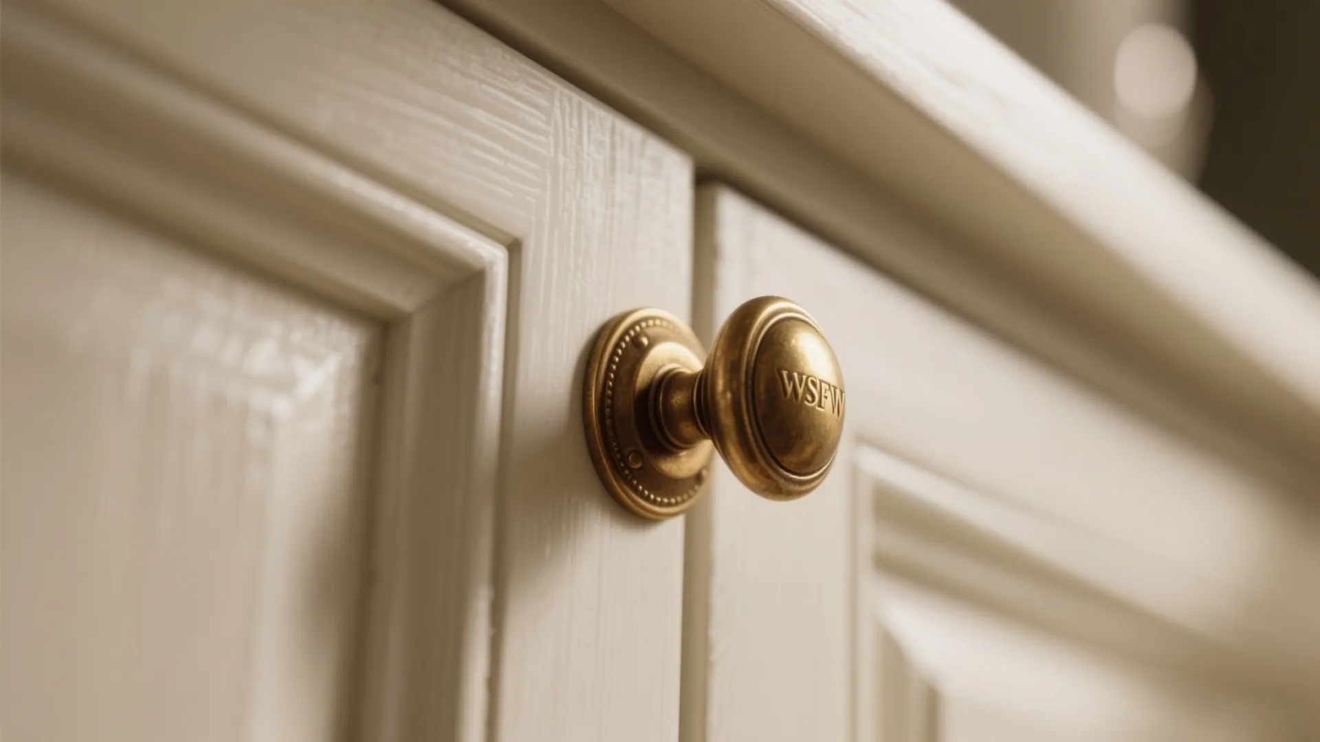 3. Antique White with Soft Brass Hardware