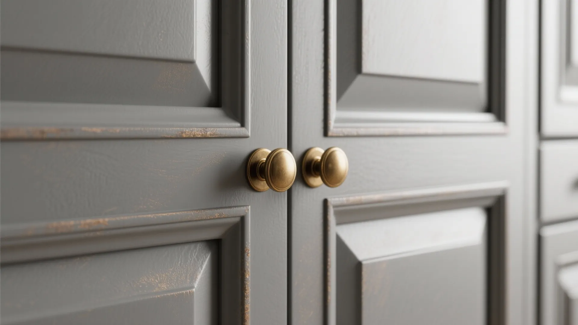 3. Matte Agreeable Gray with brass hardware