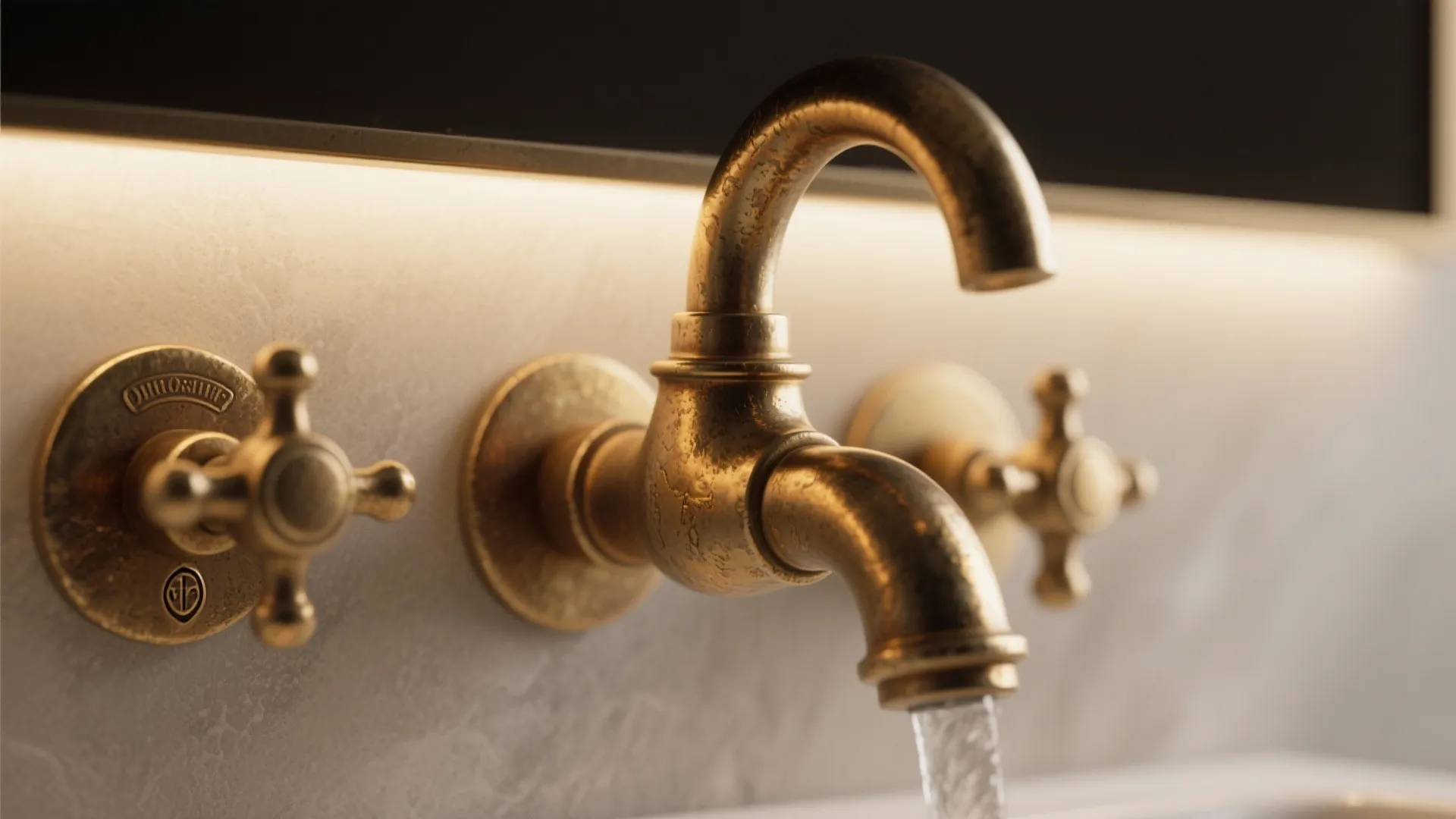 4. Brass Hardware and Warm Lighting