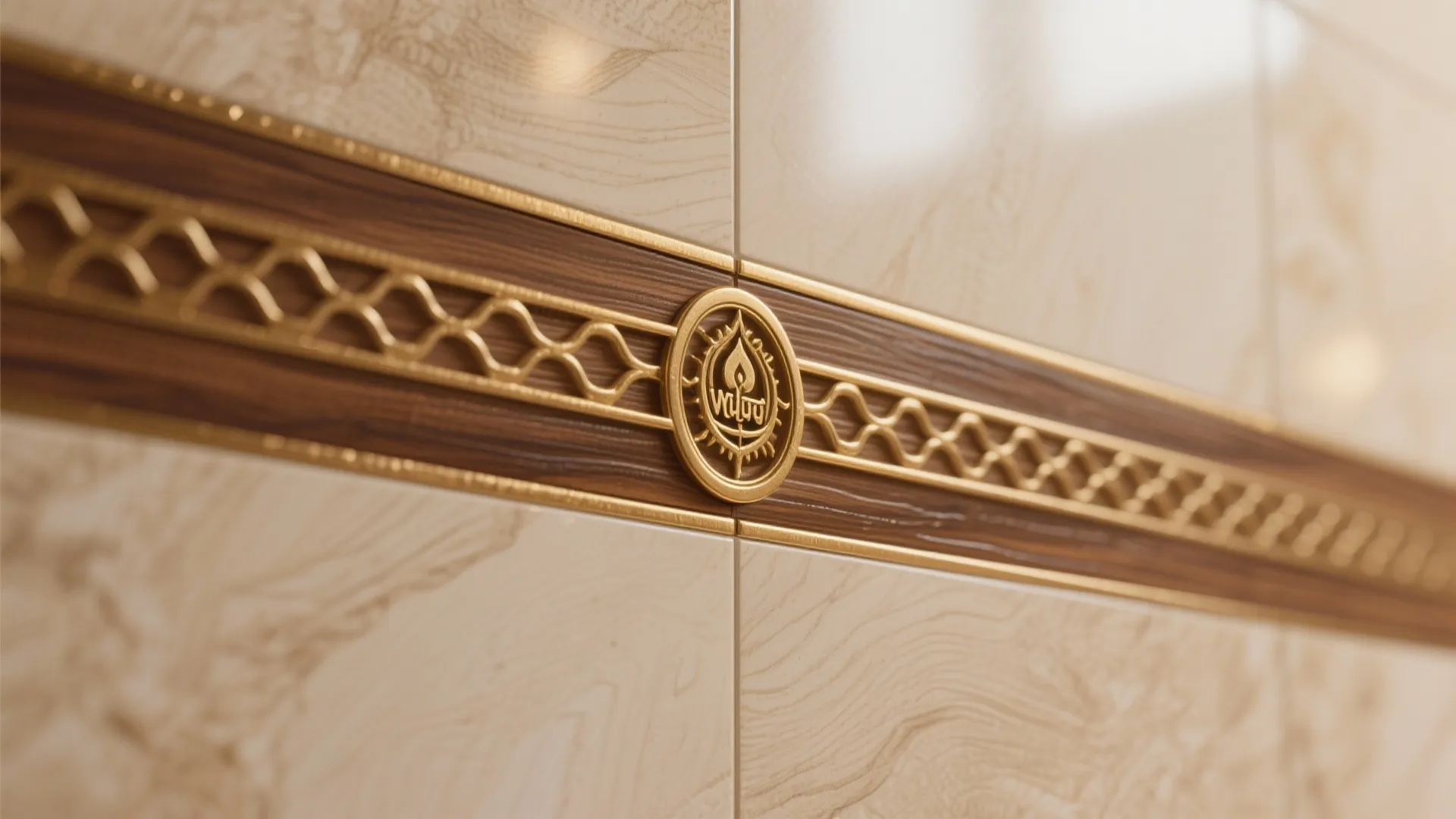 Warm Terracotta and Wood-Look Porcelain with Brass Accents