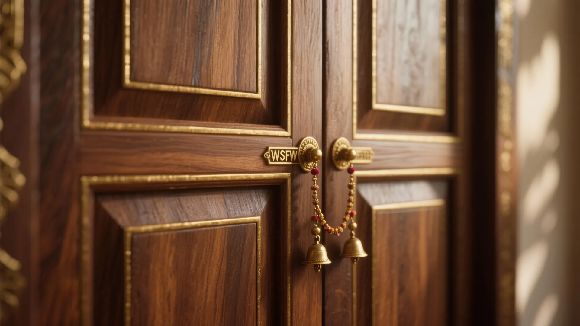 Solid Wood with Brass Inlay and Bells