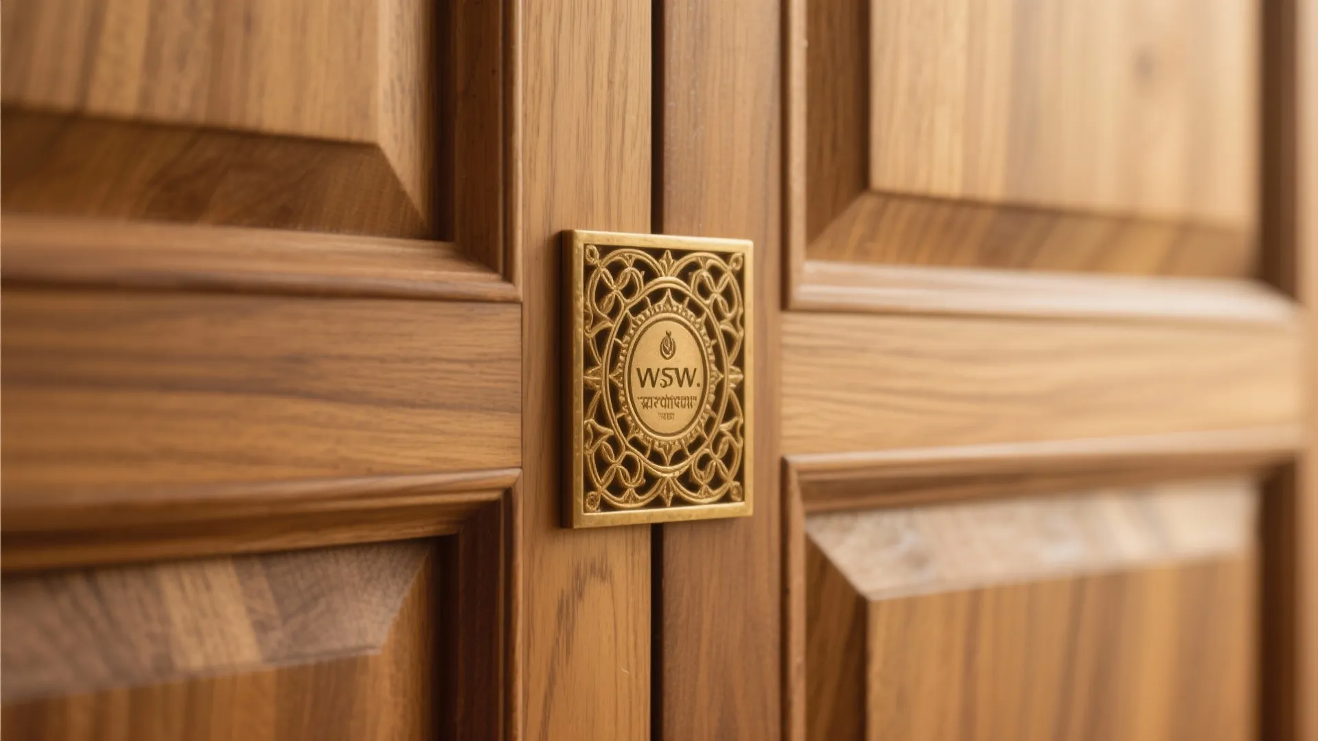 Warm Wood Panels with Brass Detailing