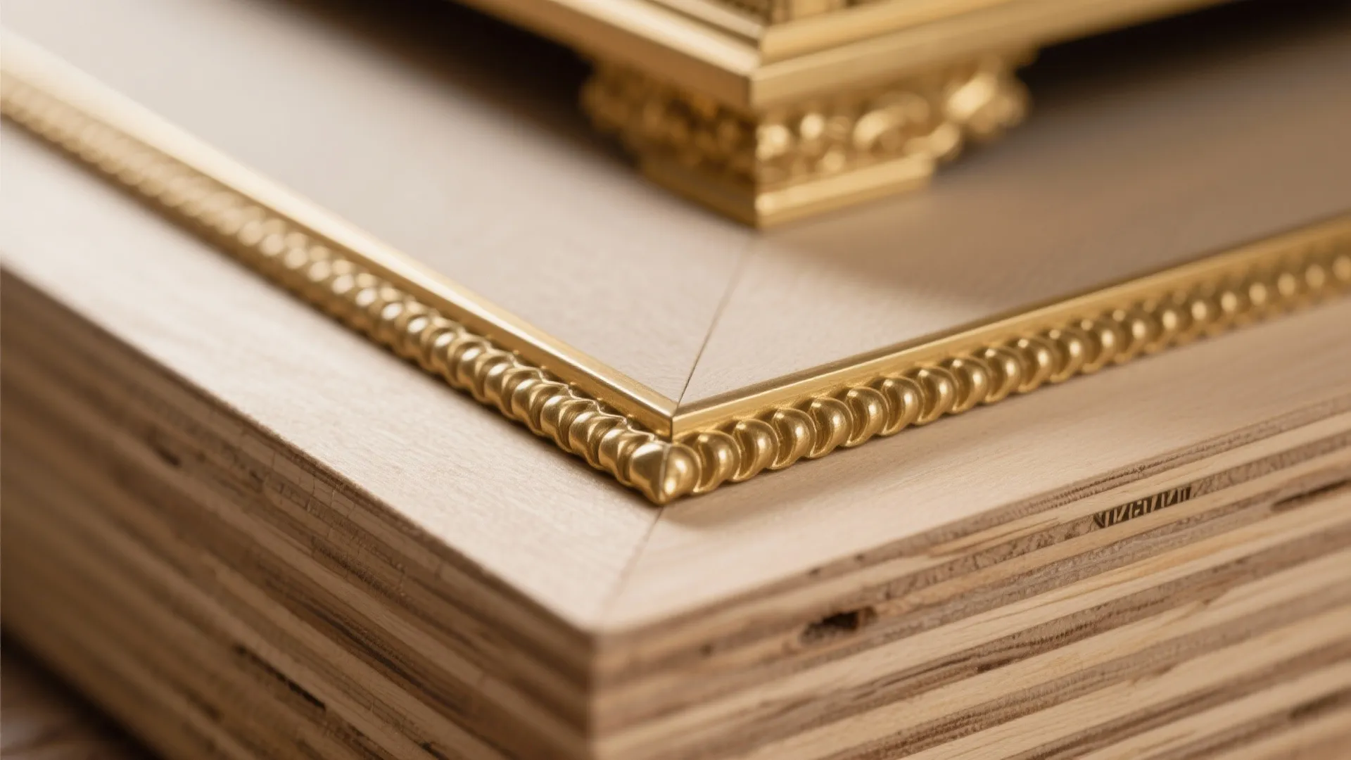 3) Corner Plywood Temple with Brass Accents and Steps