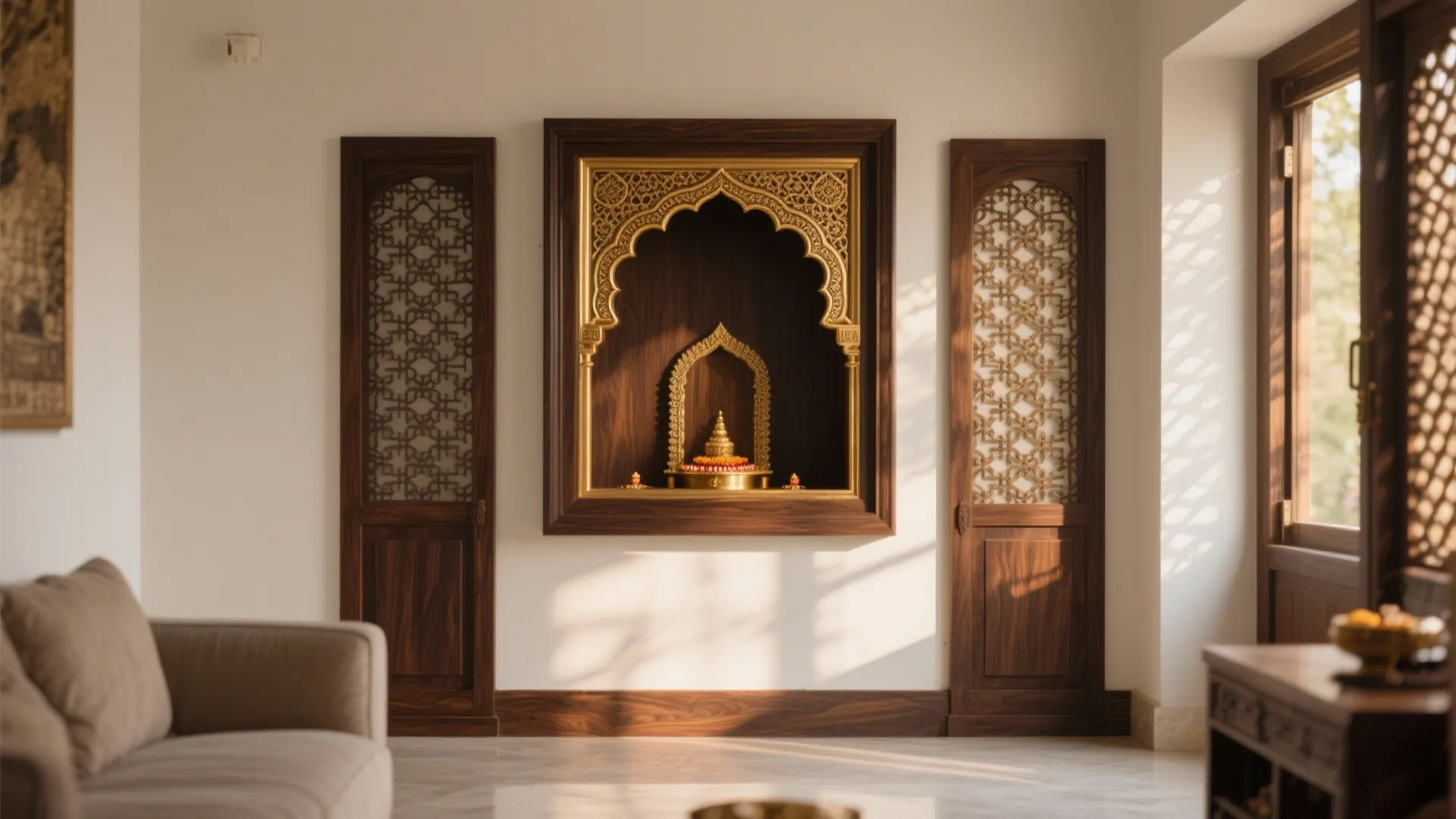 Brass-inlaid arch with fine jaali sides